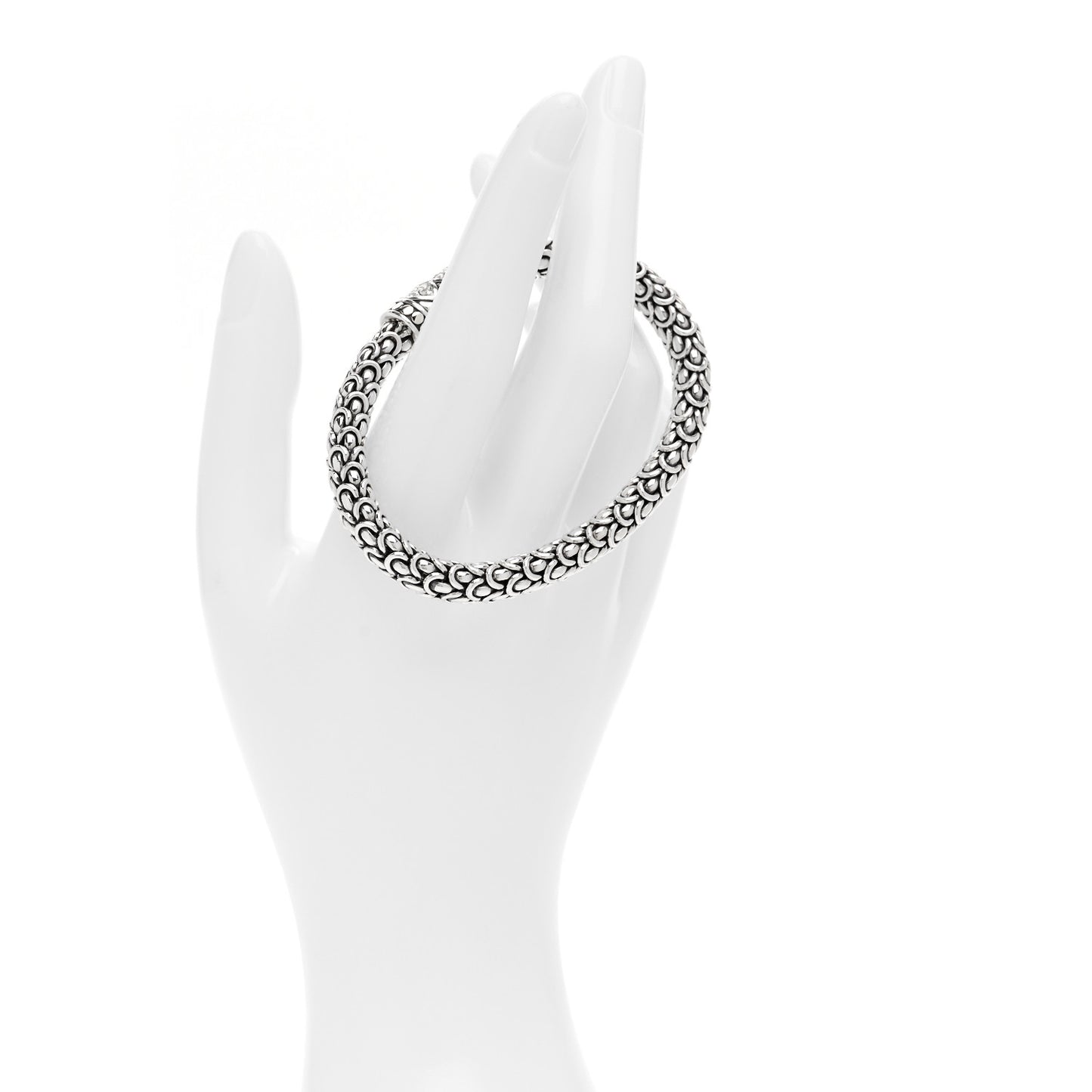 Sterling Silver 18K Yellow Gold White Topaz 8mm Naga Bracelet