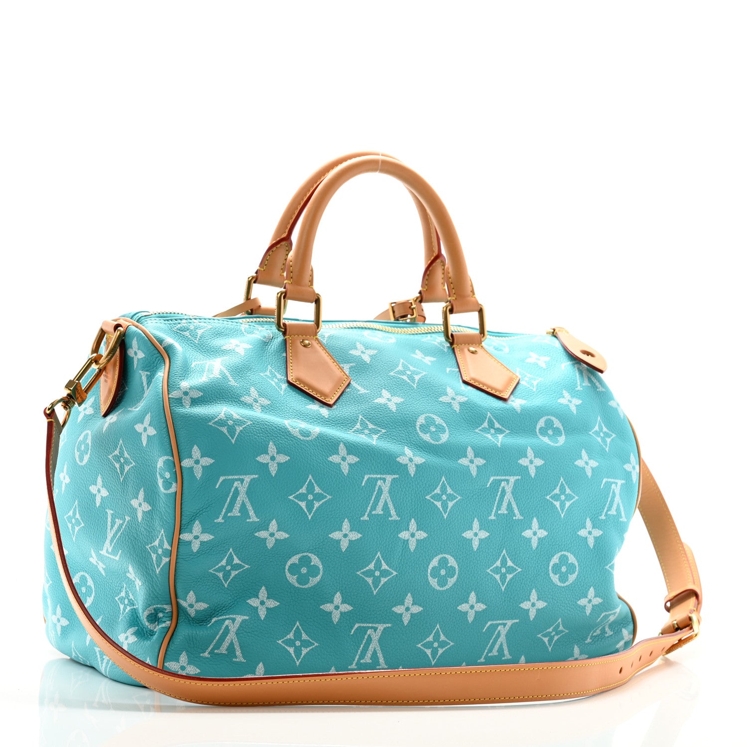 Louis Vuitton Calfskin Monogram Speedy P9 Bandouliere 40 Turquoise 3 of 10