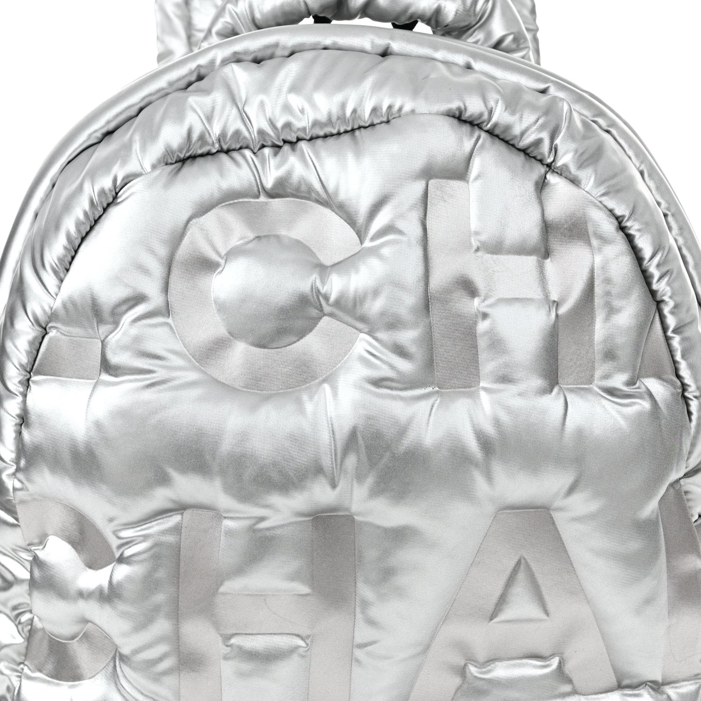 Nylon Embossed Doudoune Backpack Silver