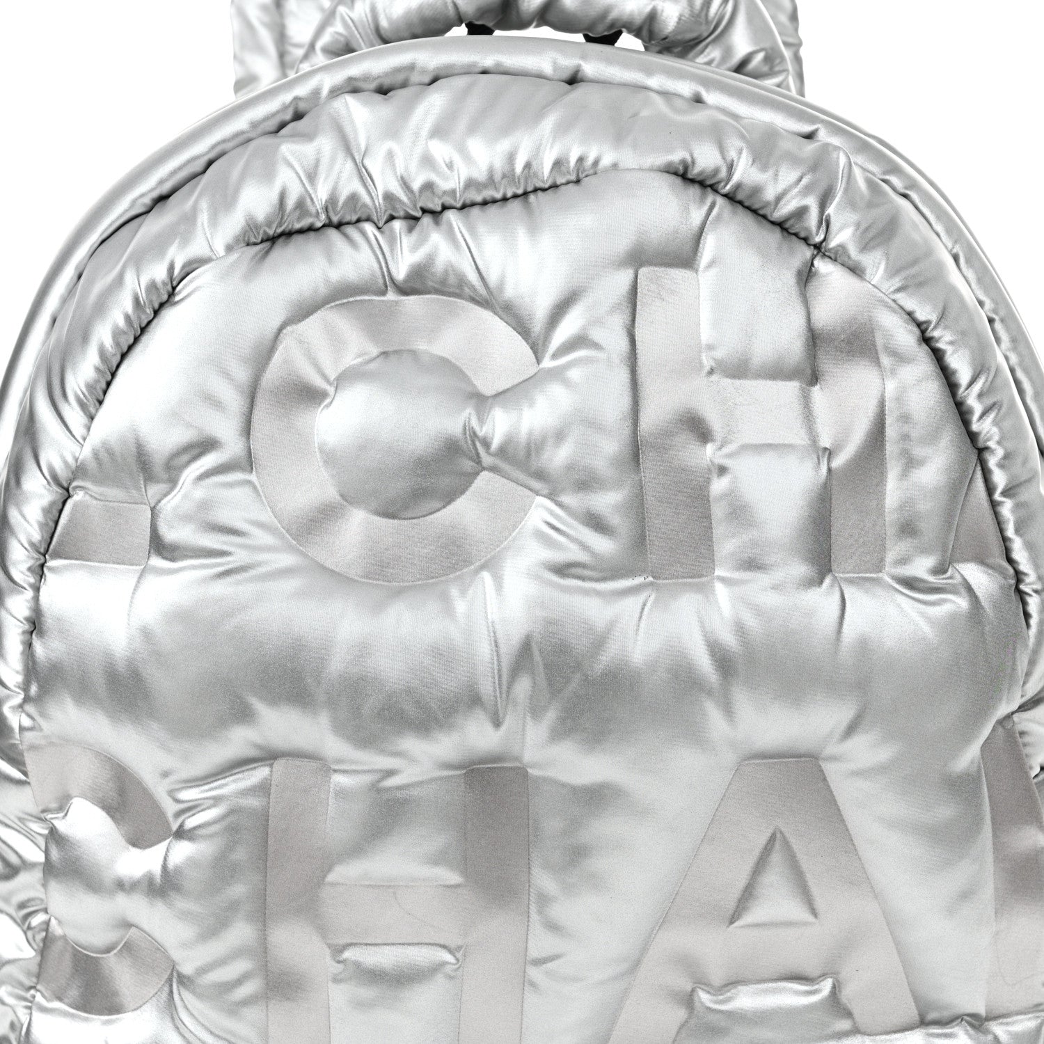 Chanel Nylon Embossed Doudoune Backpack Silver 8 of 11