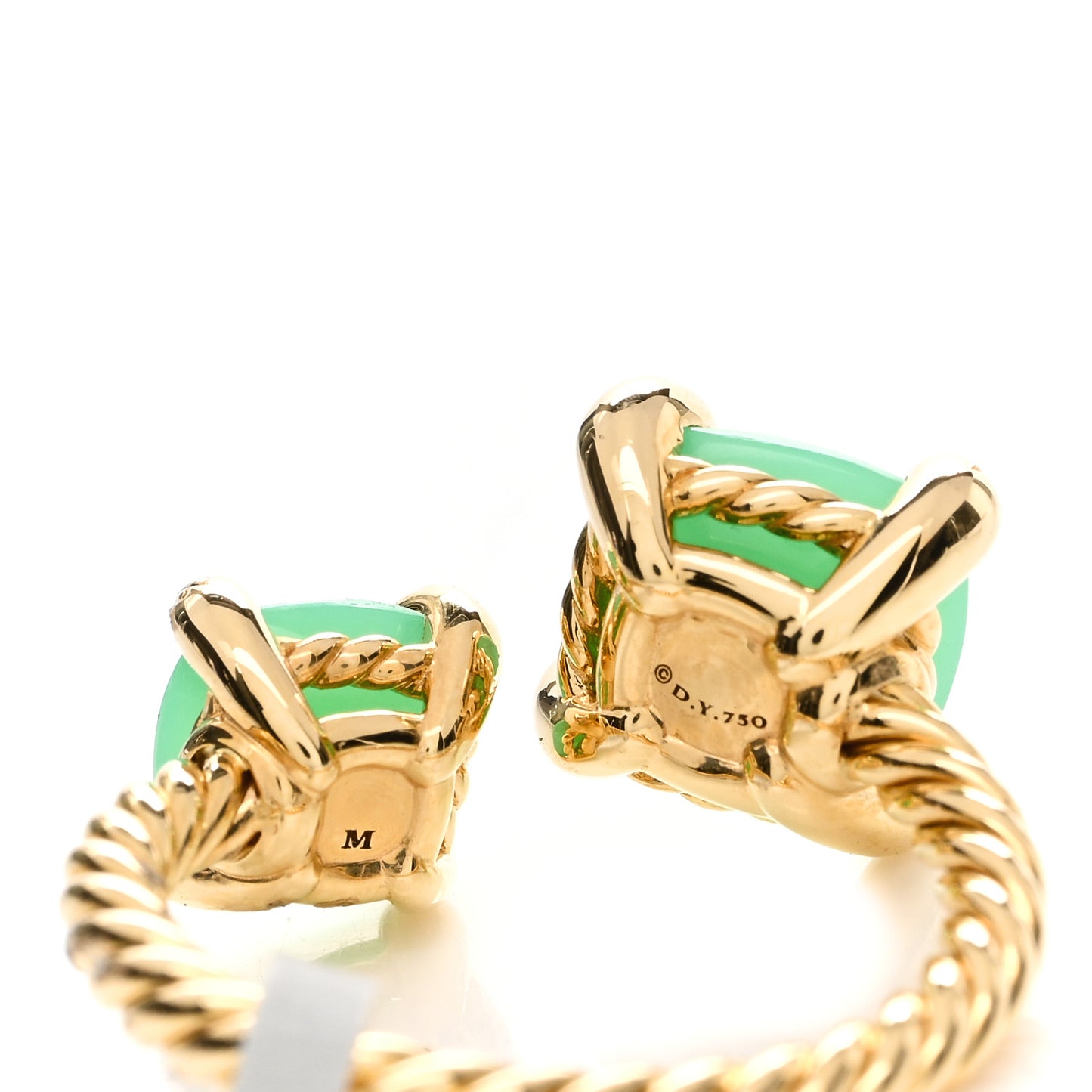 18K Yellow Gold Diamond Chrysoprase Chatelaine Bypass Ring 52 6