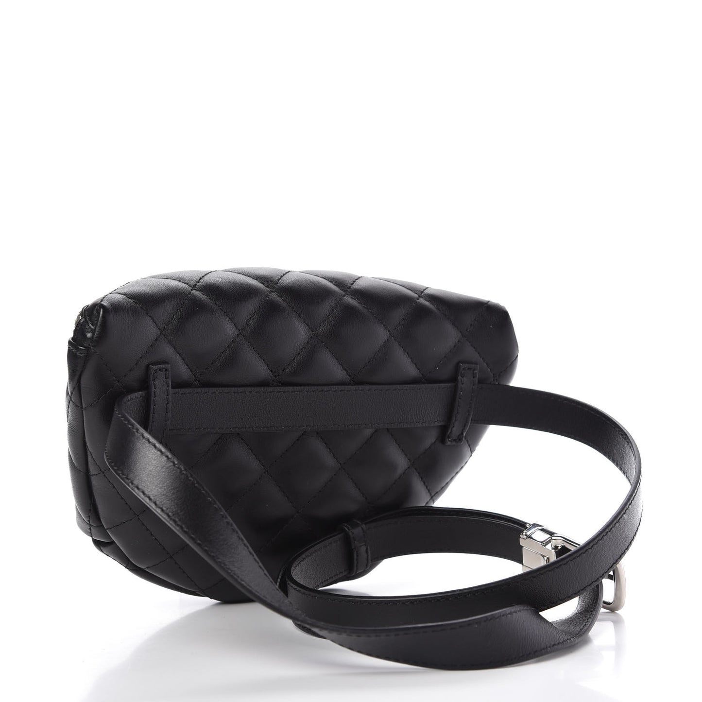Grained Calfskin Quilted Waist Belt Bag Black