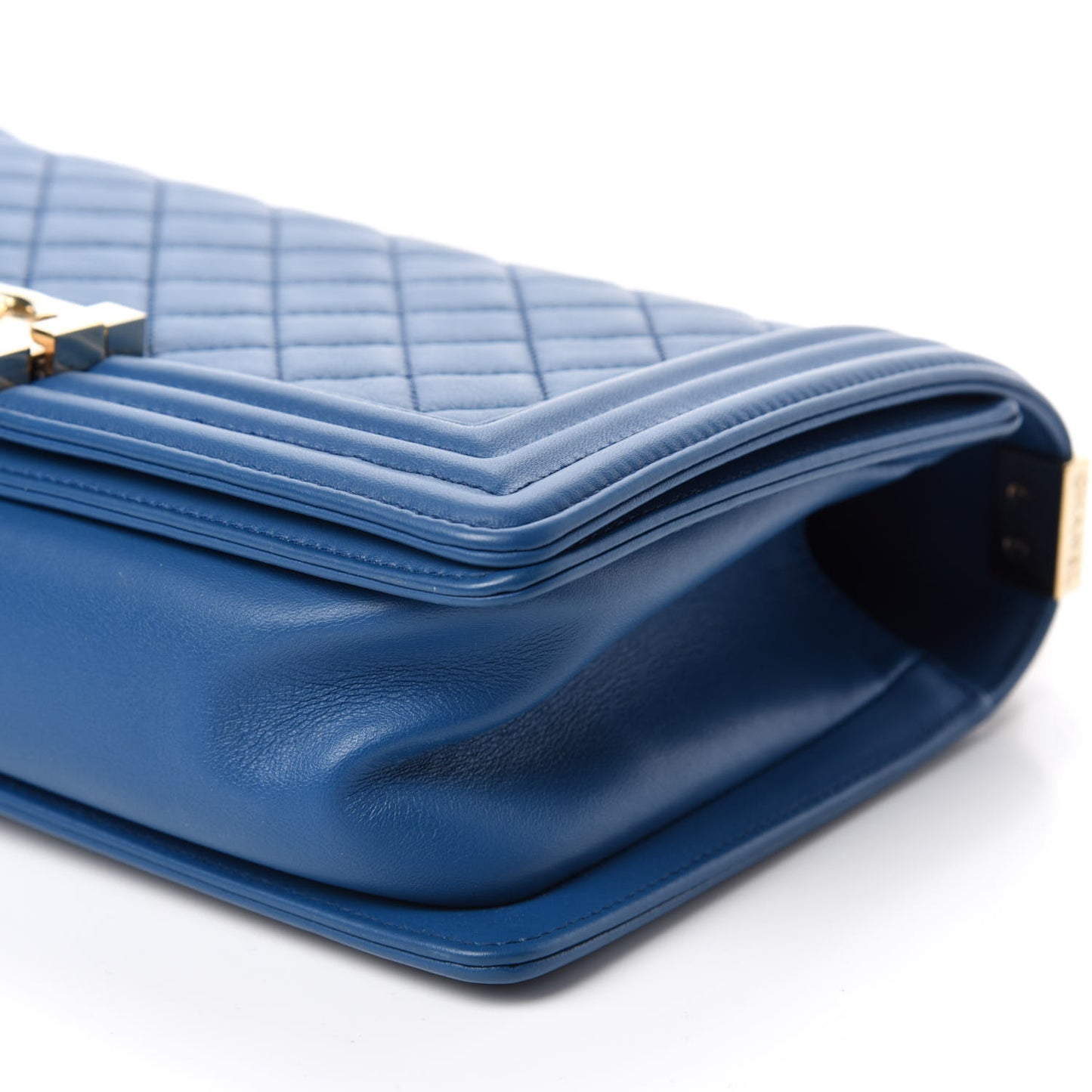 Calfskin Quilted Medium Boy Flap Blue