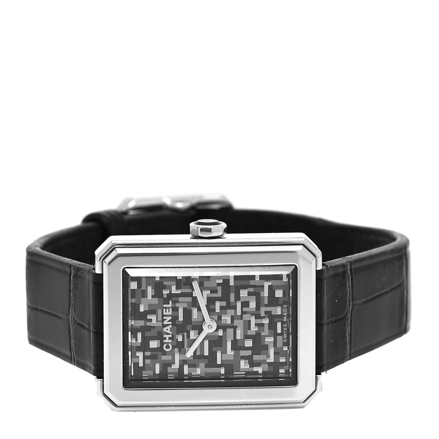 Stainless Steel Alligator 21mm Boy-Friend Tweed Quartz Watch Black