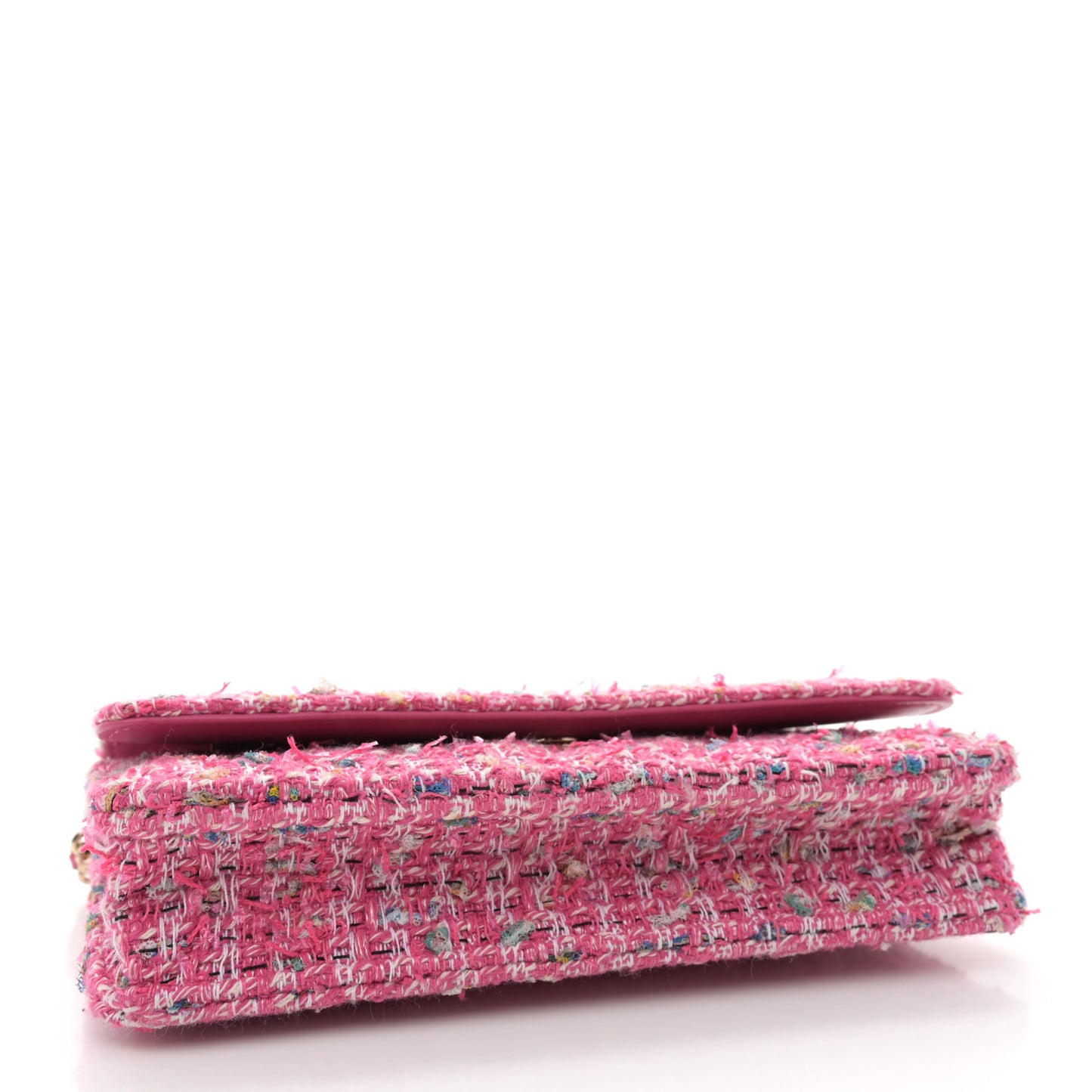 Tweed Quilted Wallet On Chain WOC Pink Blue White