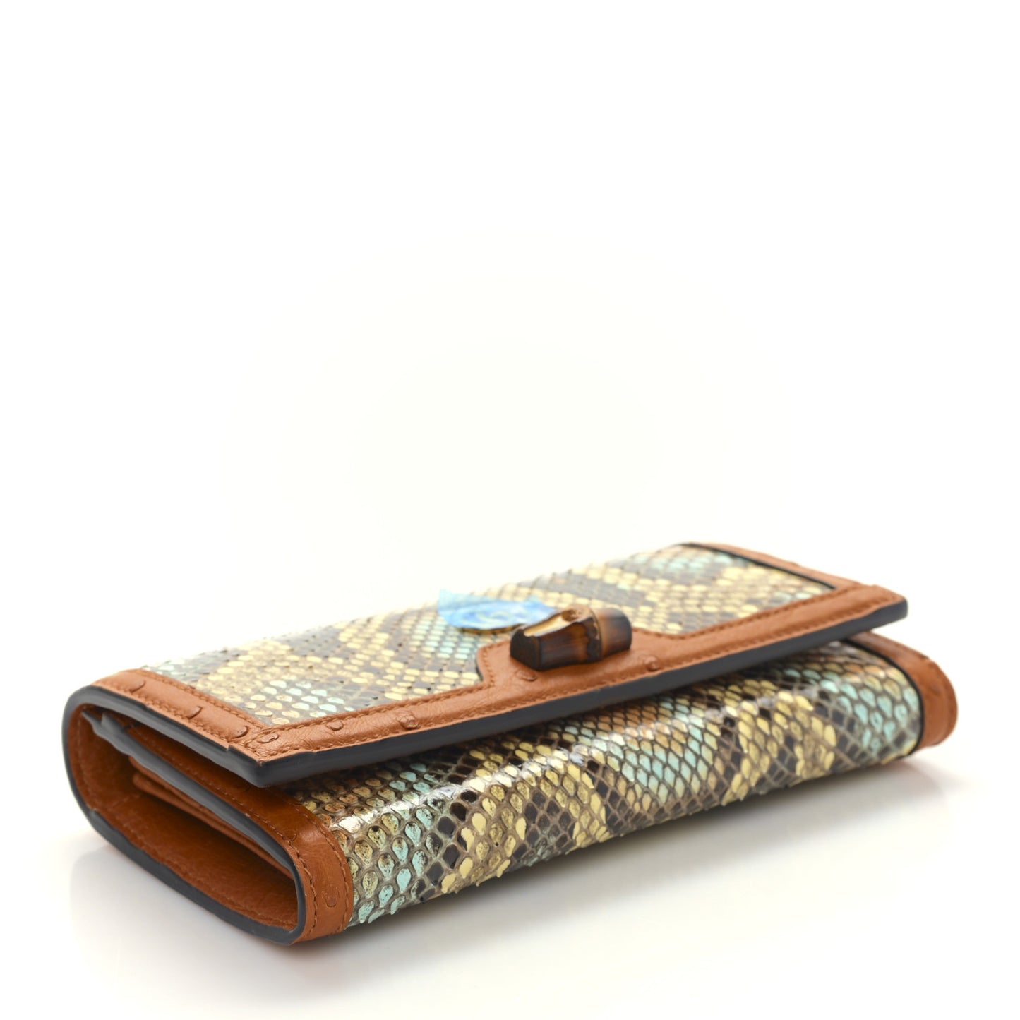 Snakeskin Ostrich Diana Chain Wallet Butter Ivory Paradise Cloud Natural Gold