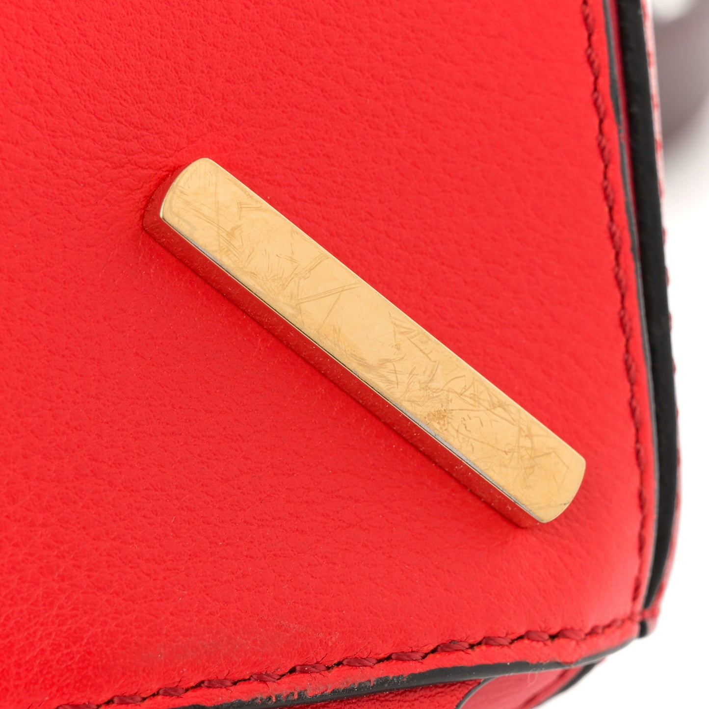 Calfskin Colorblock Small Puzzle Bag Red