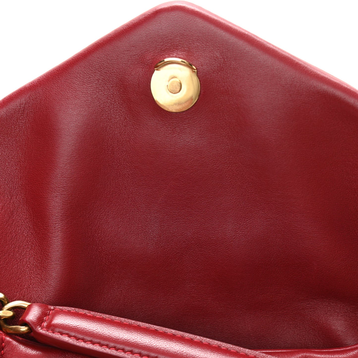 Lambskin Quilted Small Loulou Puffer Monogram Chain Satchel Opyum Red