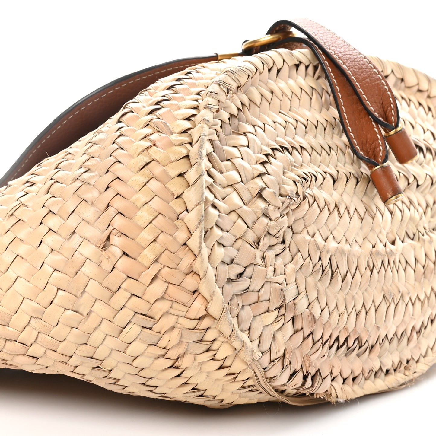 Raffia Small Grain Calfskin Medium Marcie Basket Tan