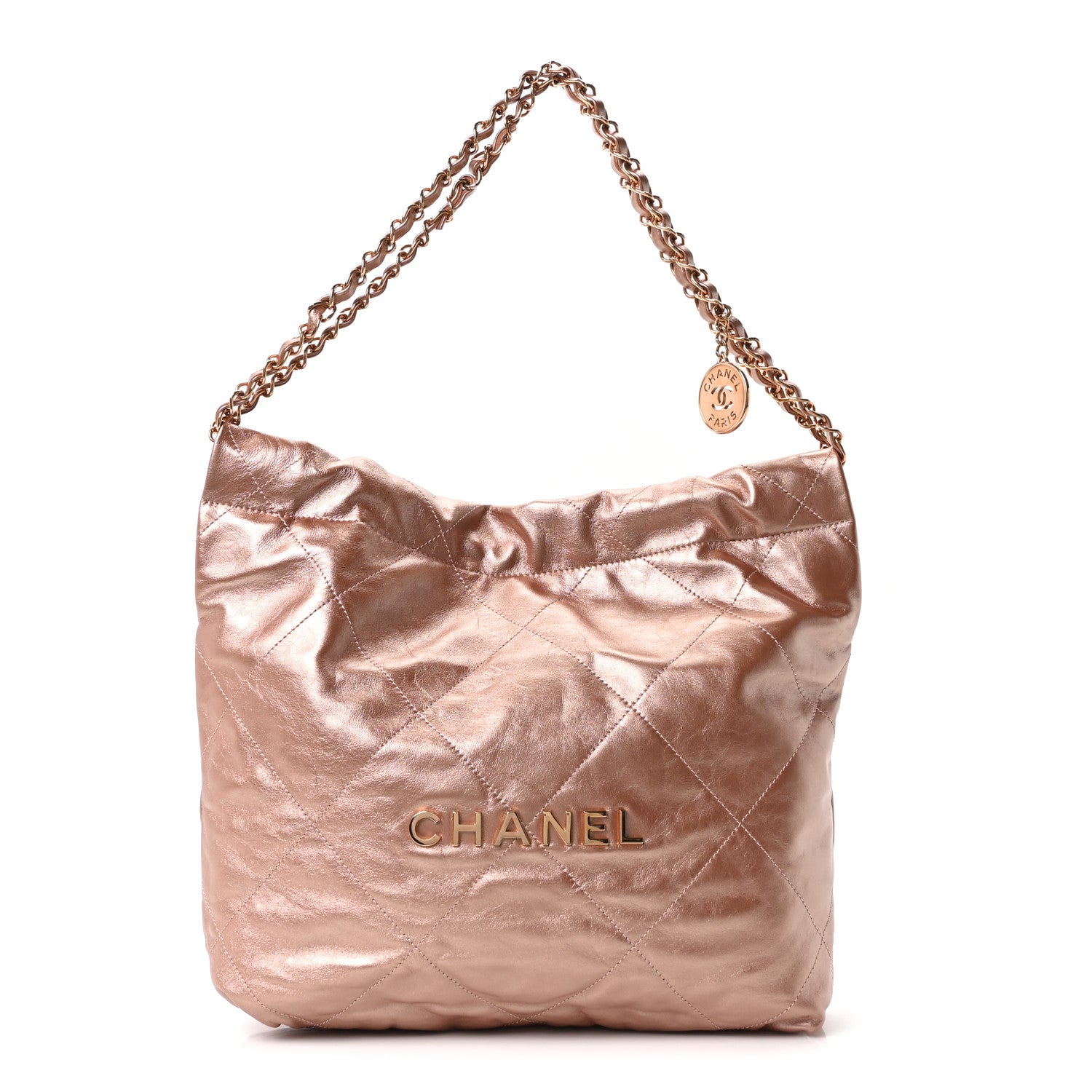 Chanel Metallic Calfskin Quilted Small Chanel 22 Pink 1848753