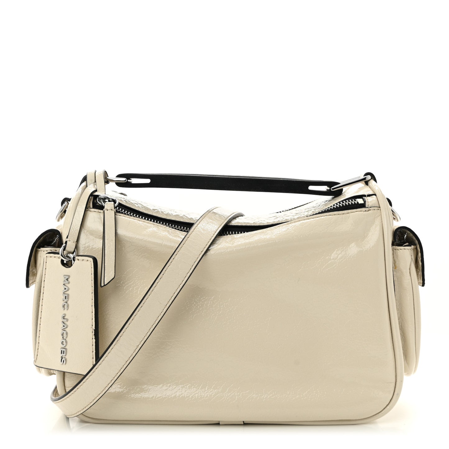 Patent Calfskin Soft Box 23 Shoulder Bag Ivory