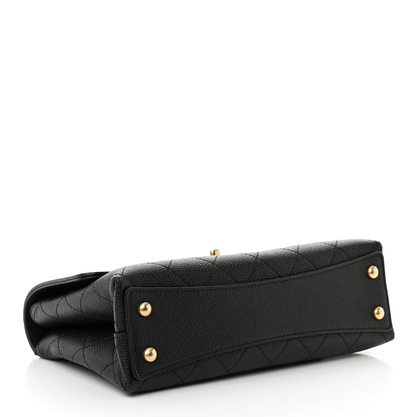 Grained Calfskin Small Stitched Flap Black