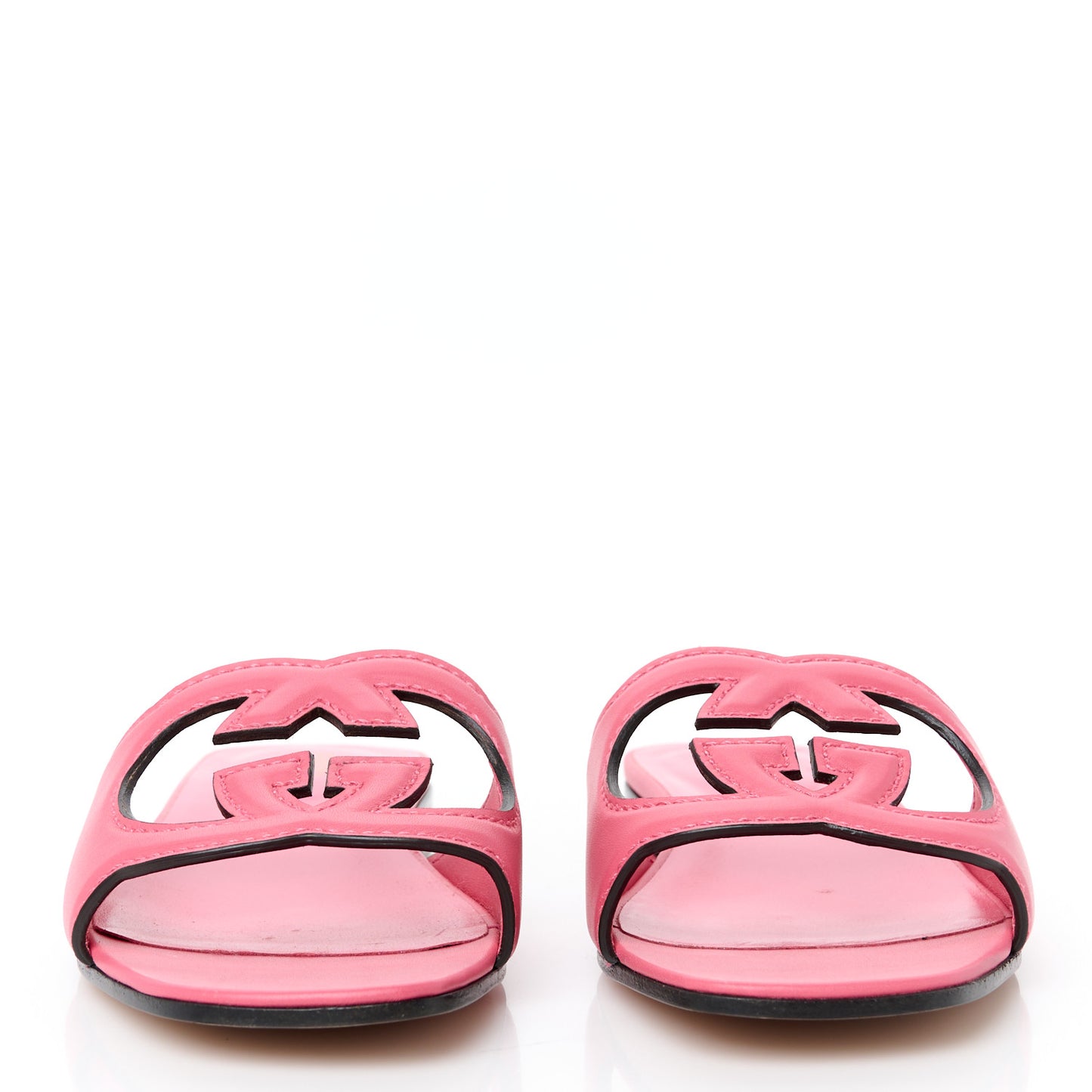 Cosmos Softy Calfskin Interlocking G Cut Out Slide Sandals 38 Rhodamine Pink