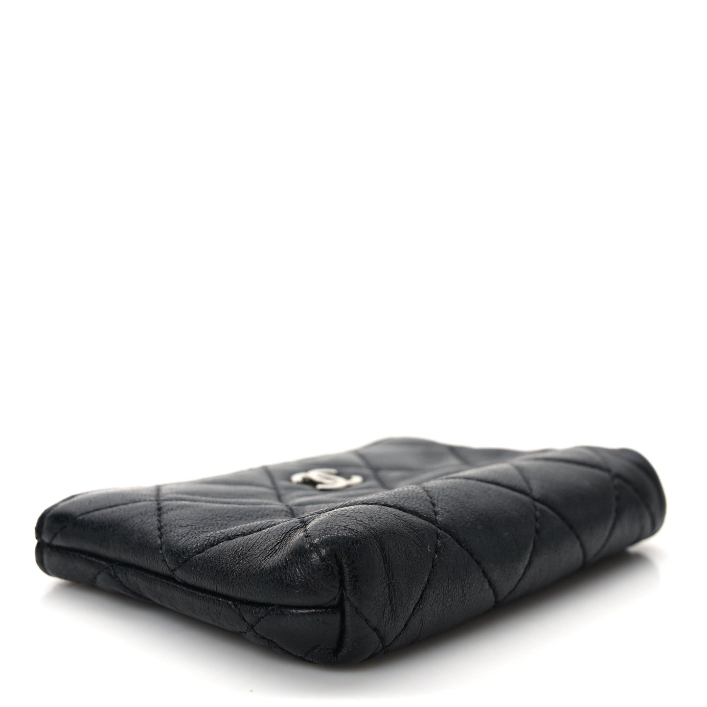 Lambskin Quilted Key Holder Case Black