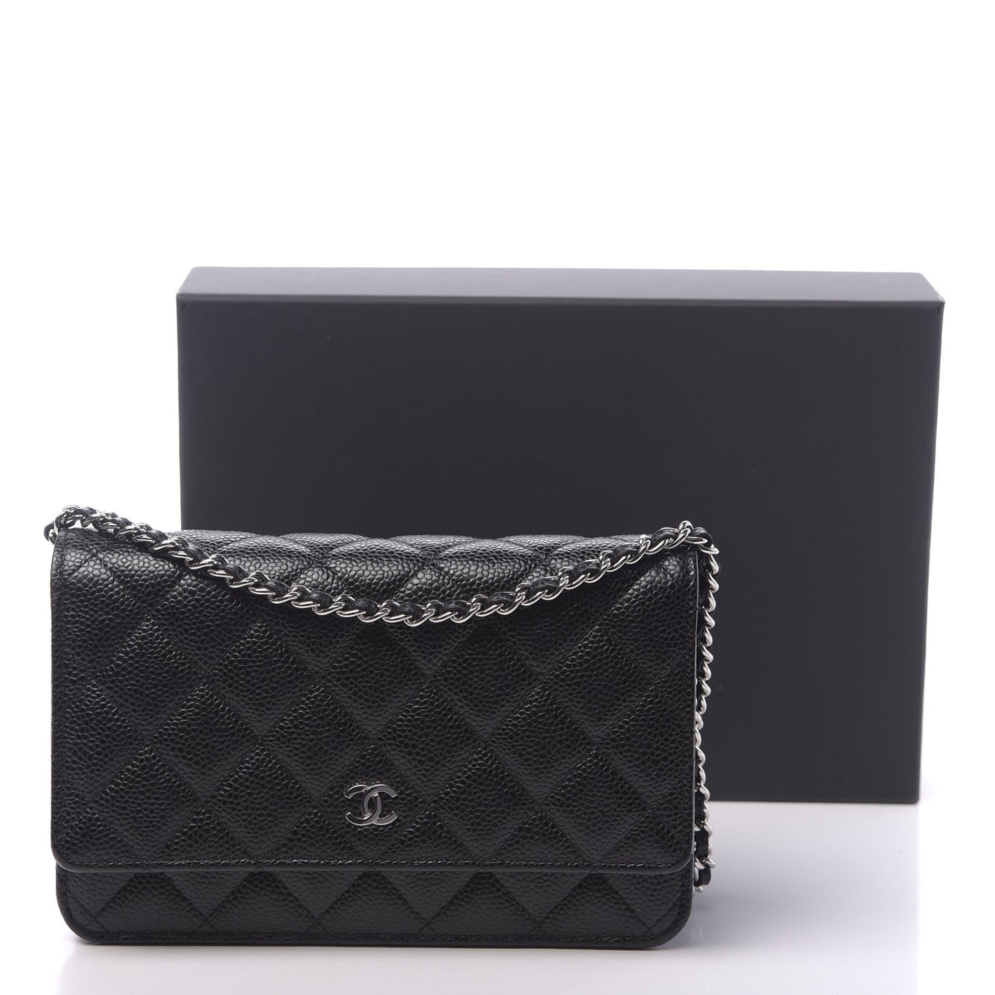 Caviar Quilted Wallet On Chain WOC Black
