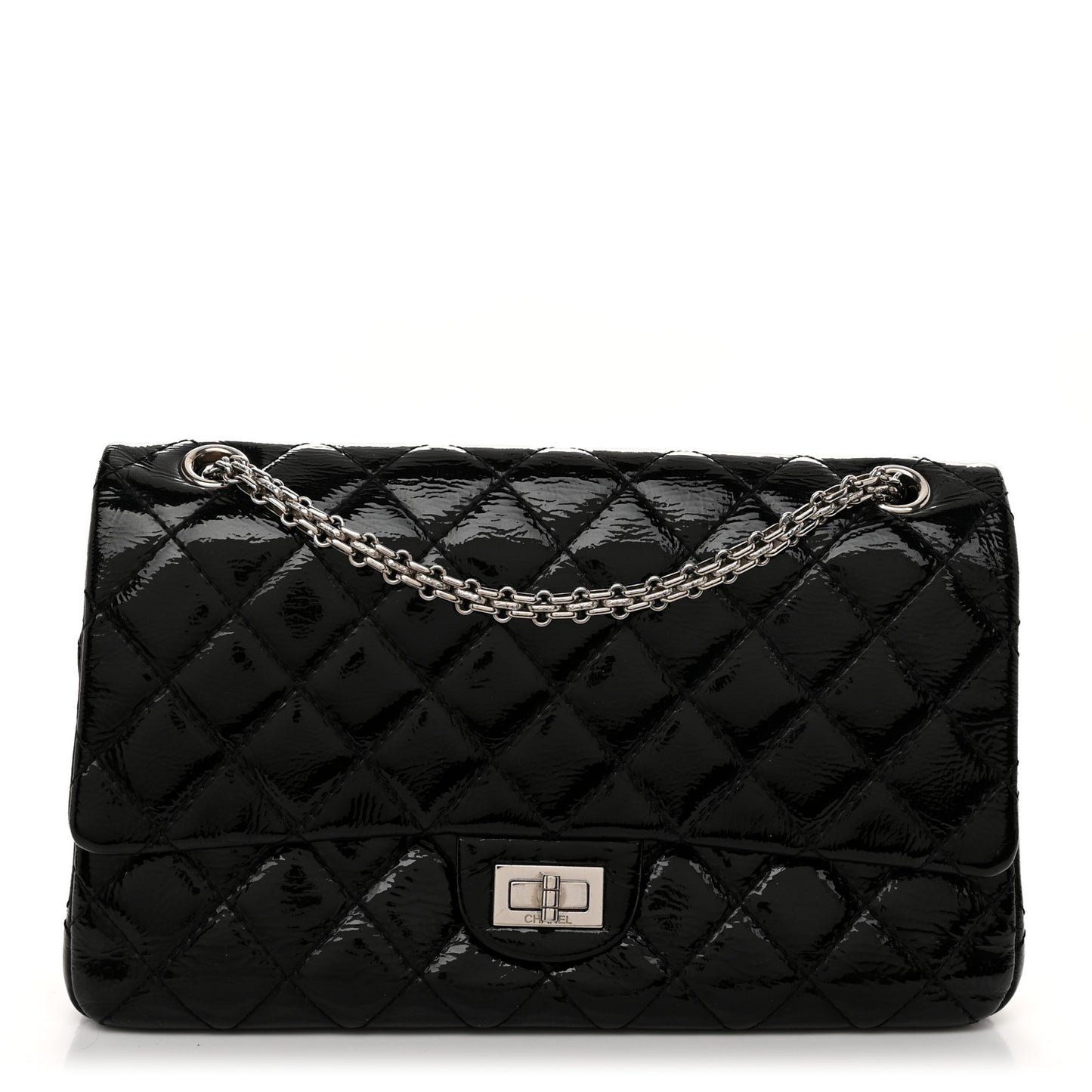 Distressed Patent Quilted 2.55 Reissue 226 Flap Black
