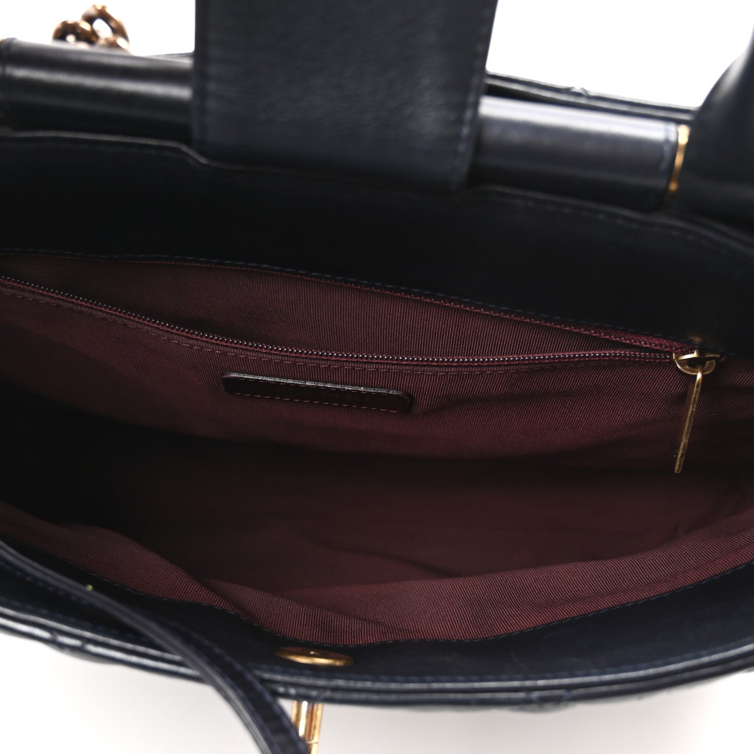 Chanel Calfskin Quilted Large Gold Bar Top Handle Tote Dark Navy Blue 5 of 10