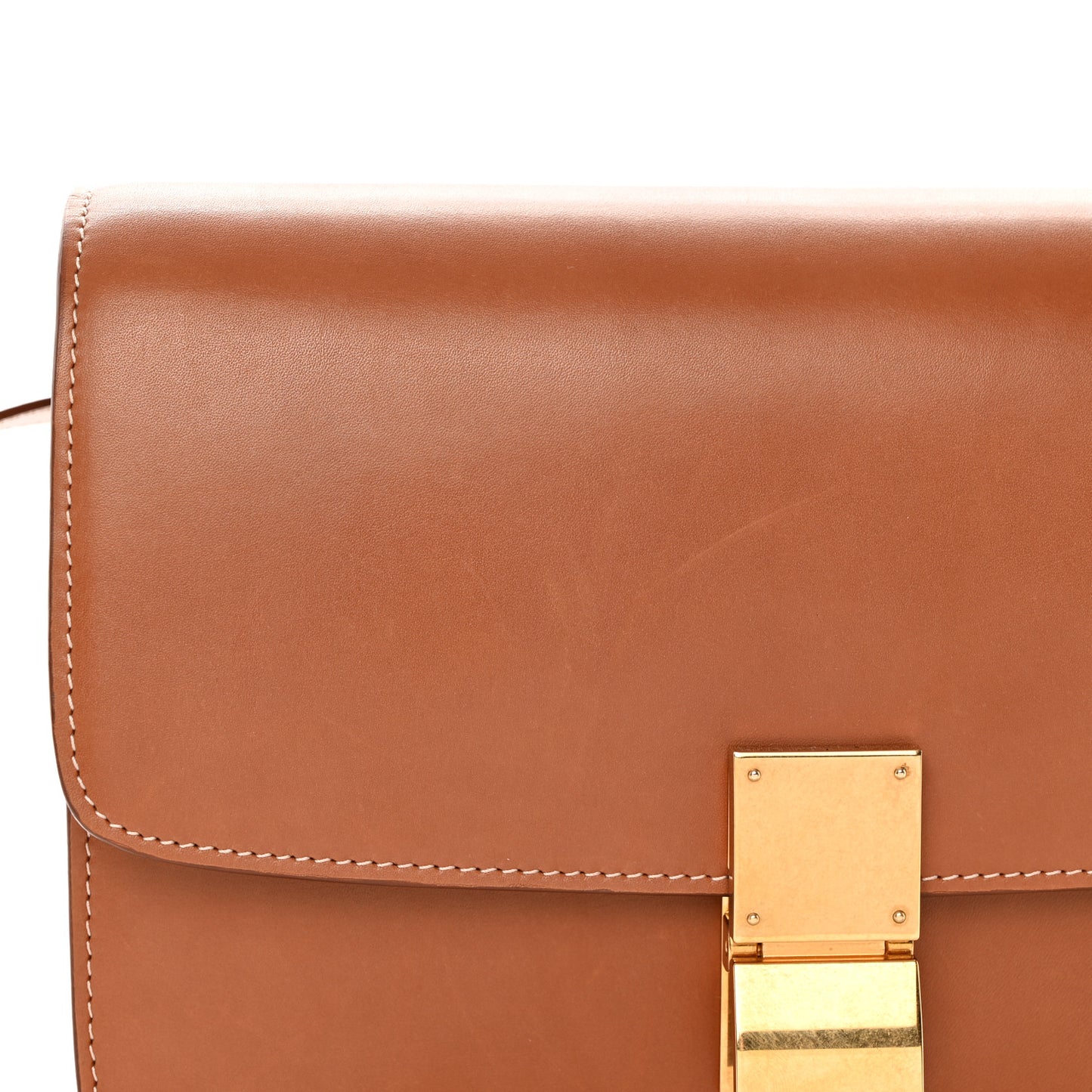 Natural Calfskin Medium Classic Box Flap Bag Tan