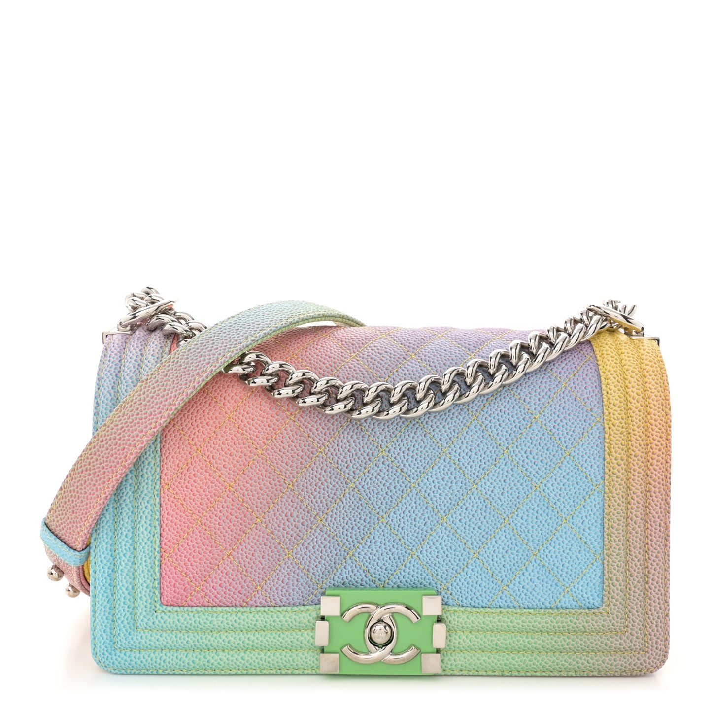 Caviar Quilted Medium Cuba Rainbow Boy Flap Multicolor
