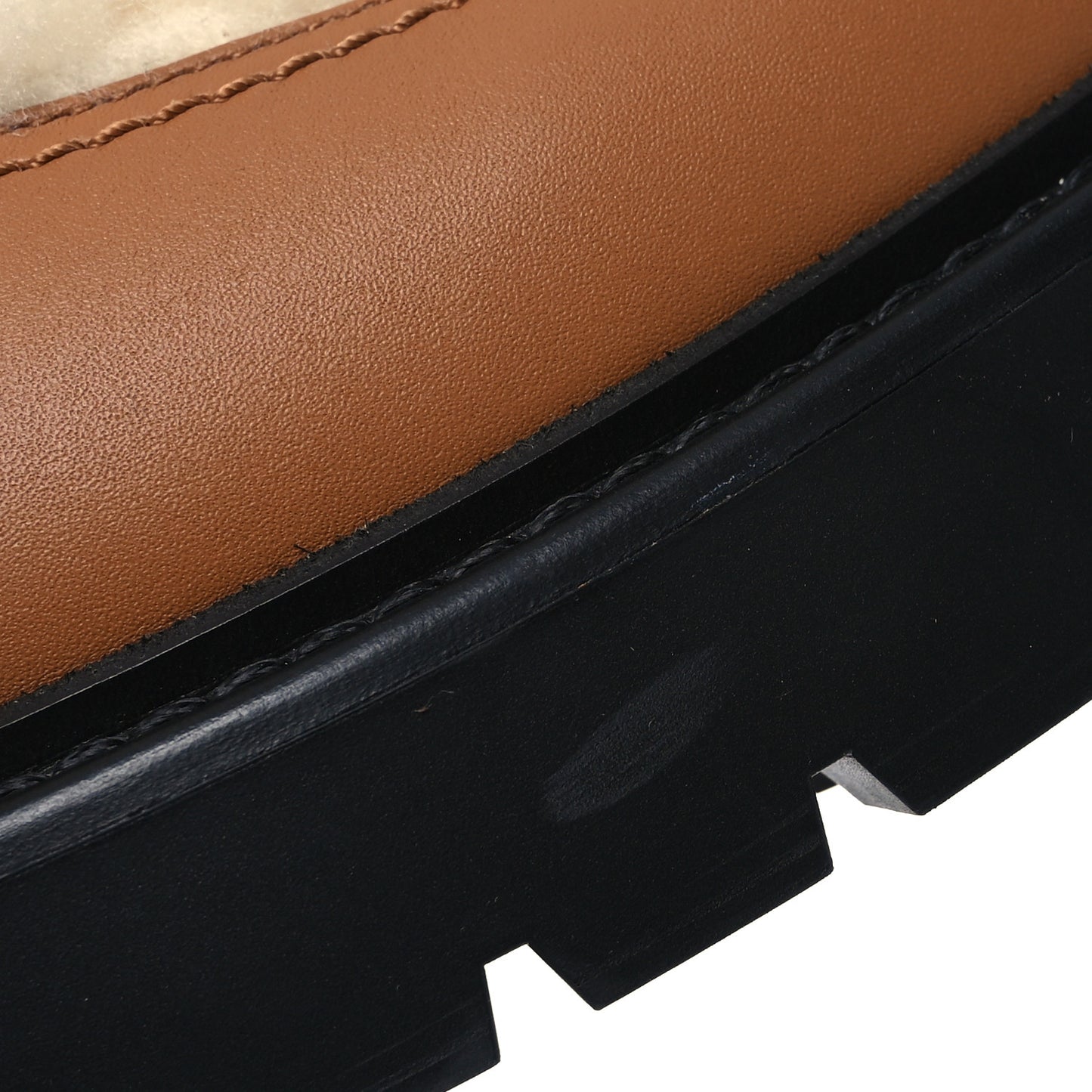 Calfskin Shearling Icone Loafers 41 Naturel Ecru