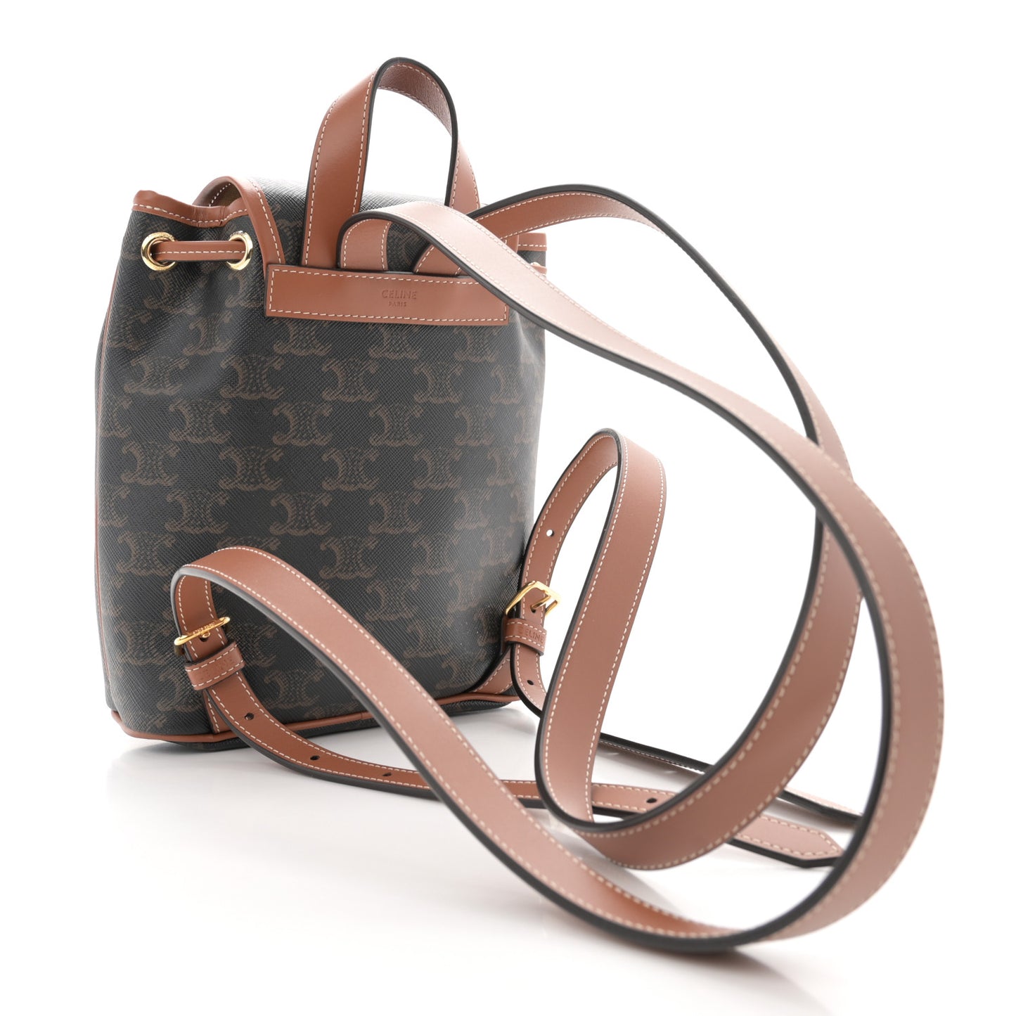 Triomphe Canvas Calfskin Mini Folco Backpack Tan