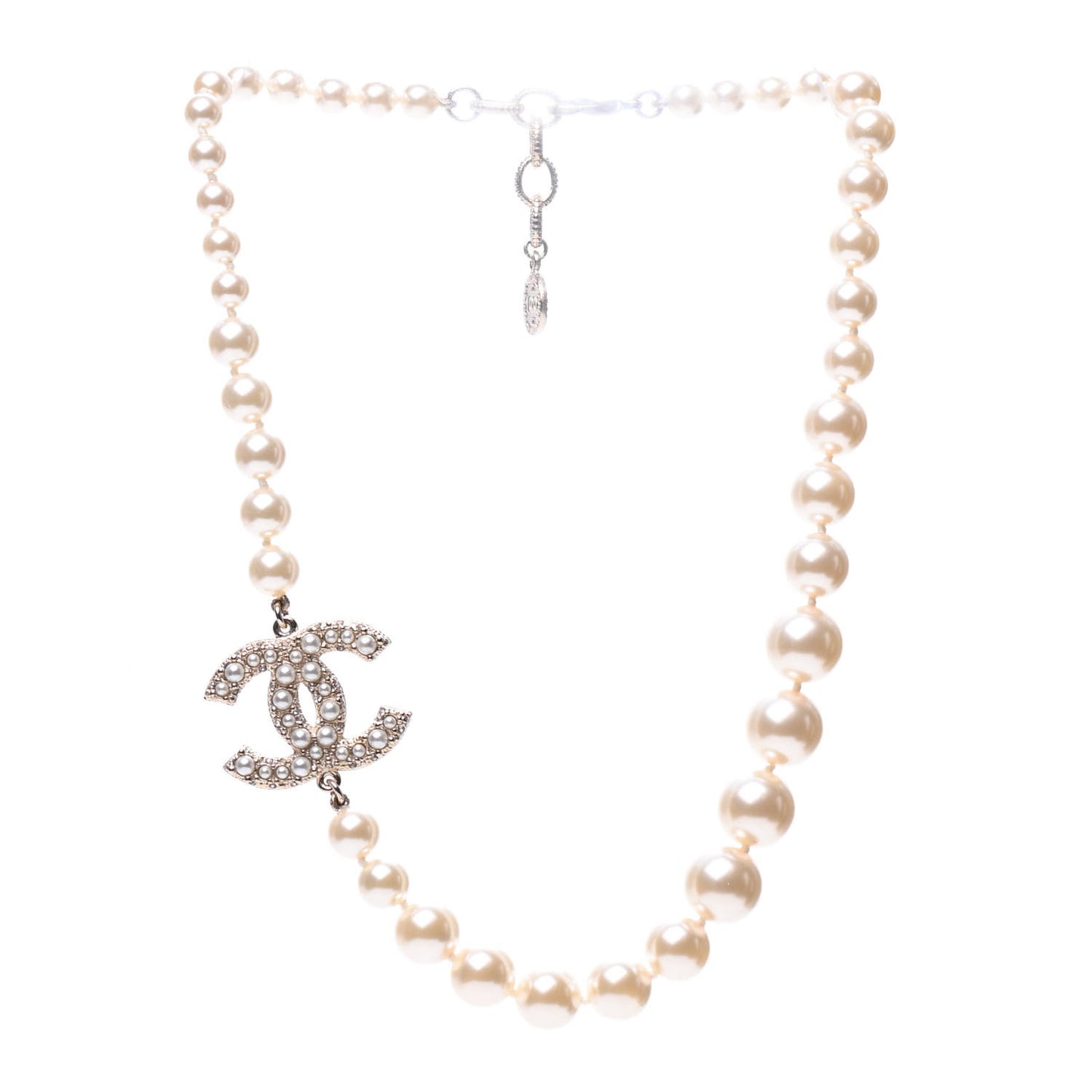 Graduated Pearl CC Short Necklace Gold