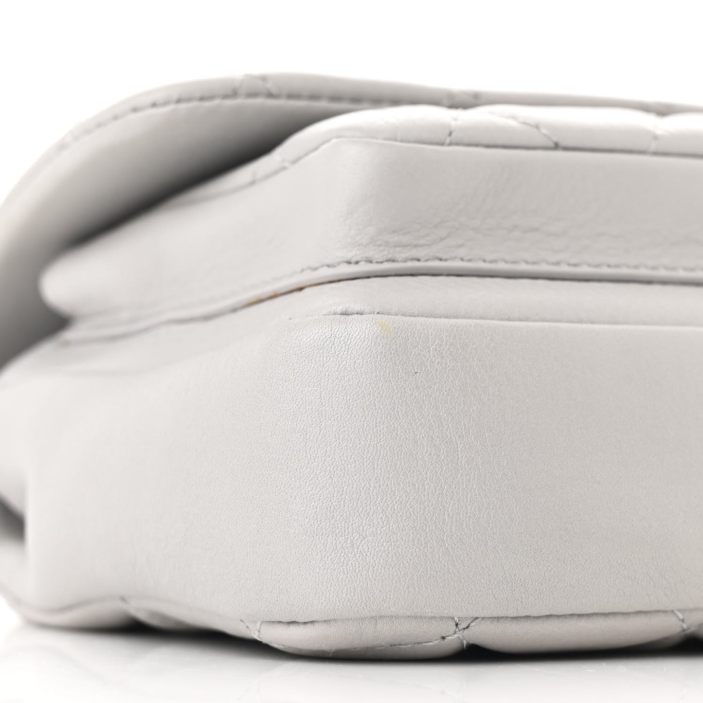 Calfskin Quilted Top Handle Flap Light Grey