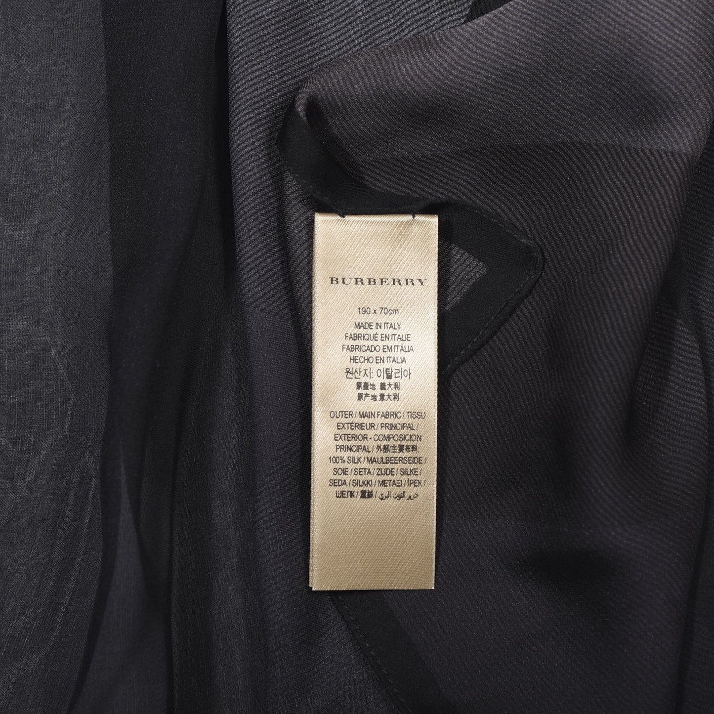 Silk Ombre Check Scarf Camel Black