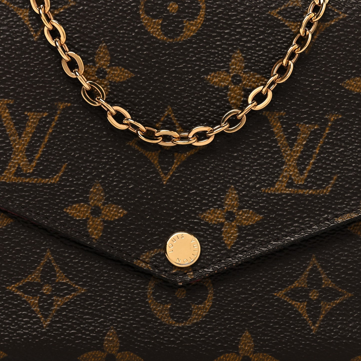 Monogram Pochette Felicie Chain Wallet Fuchsia