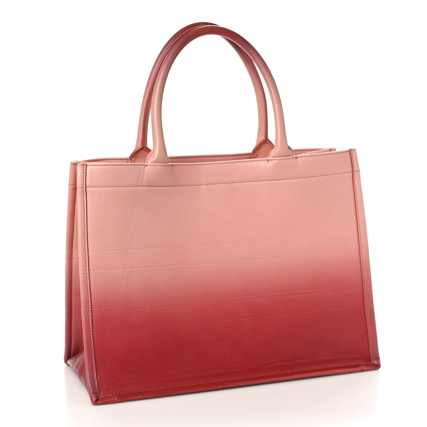 Gradient Smooth Calfskin Embossed Medium Book Tote Pink