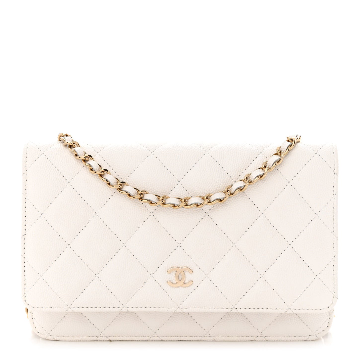 Caviar Quilted Wallet On Chain WOC White