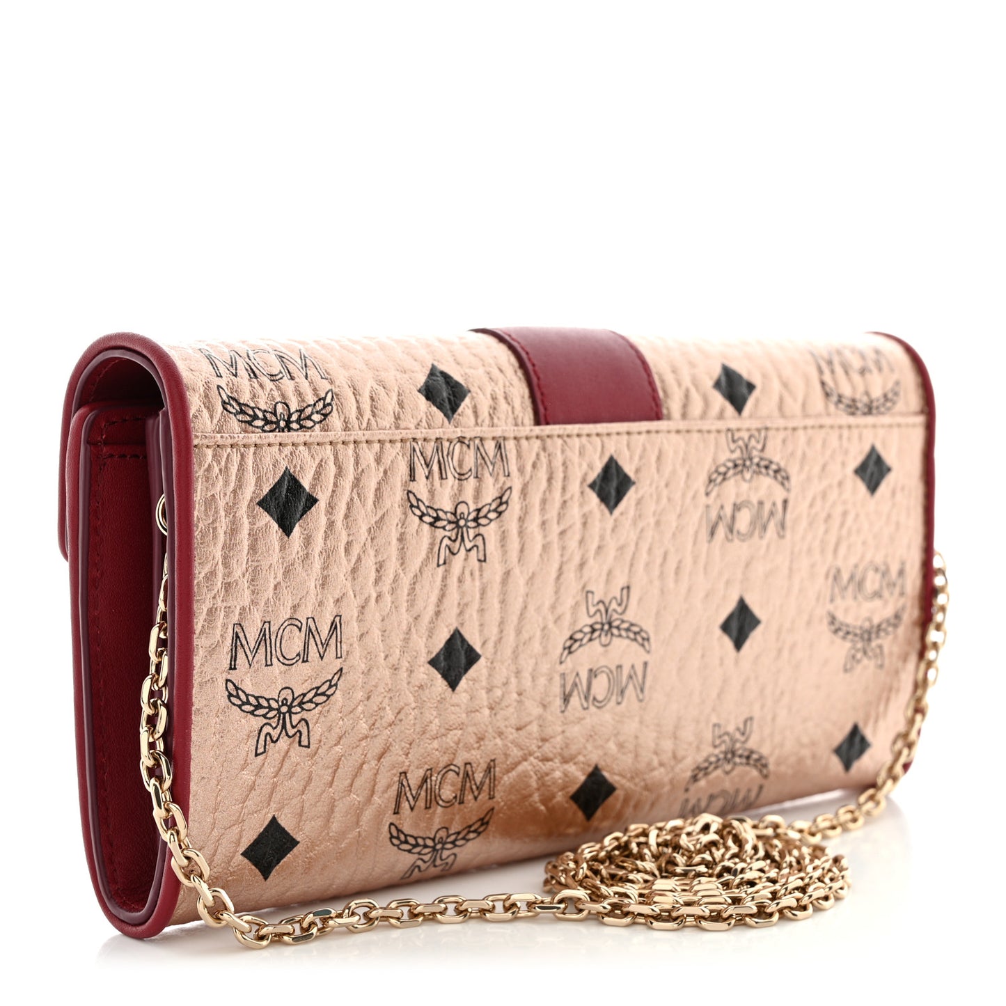 Metallic Visetos Patricia Wallet On Chain Red Champagne Gold