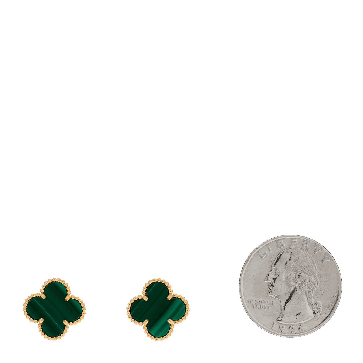 18K Yellow Gold Malachite Vintage Alhambra Earrings
