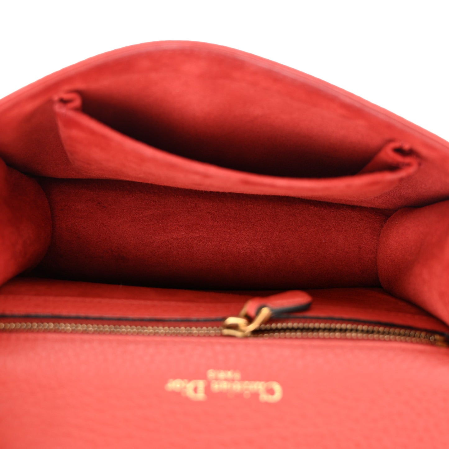 Grained Calfskin Small Diorama Flap Bag Red