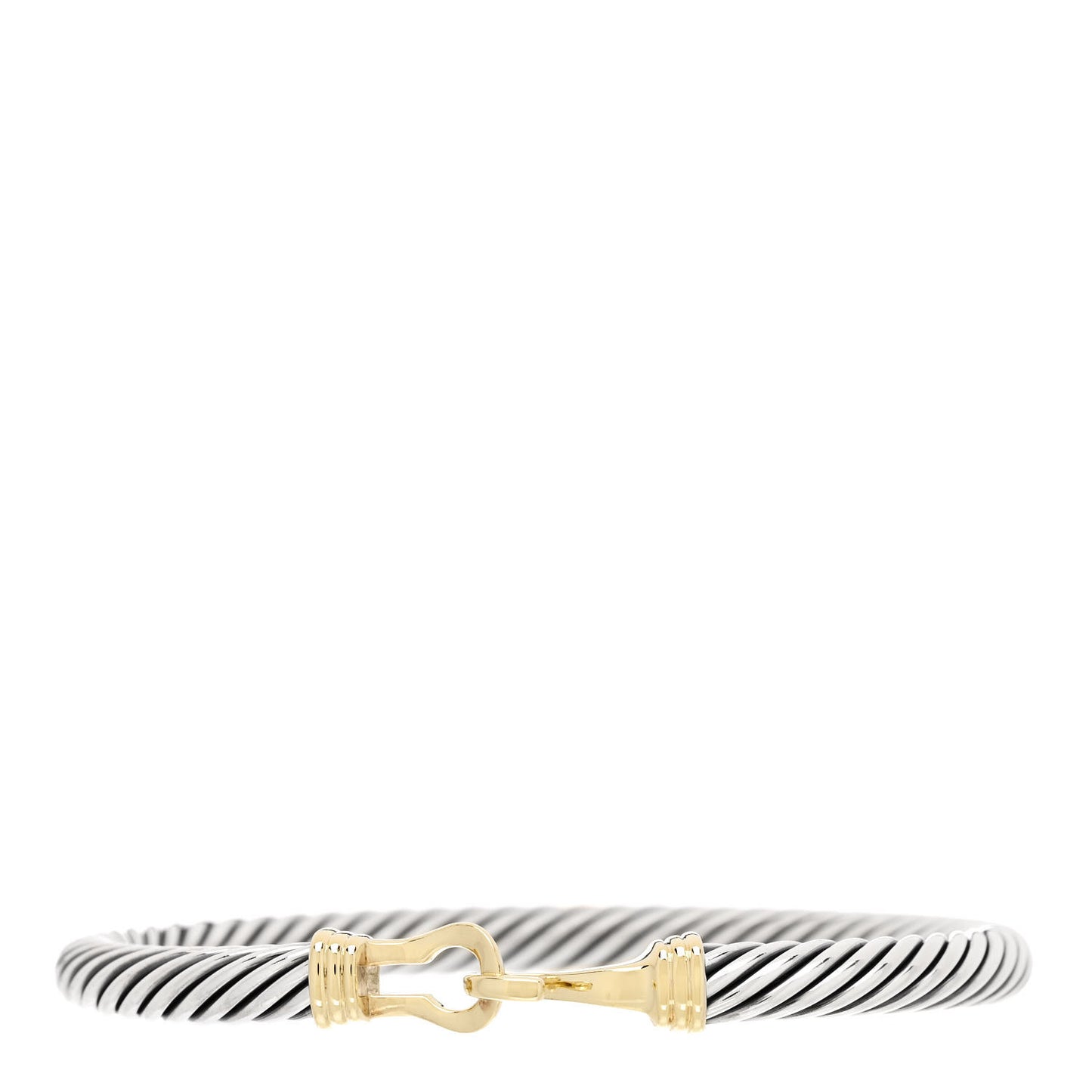 Sterling Silver 14K Yellow Gold 5mm Cable Classic Buckle Bracelet