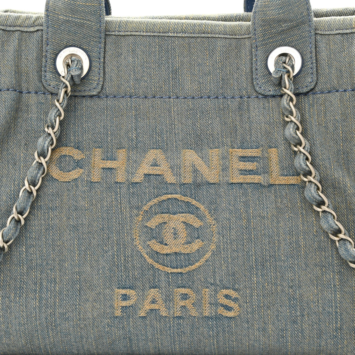 Chanel Denim Small Deauville Tote Light Blue 10 of 13