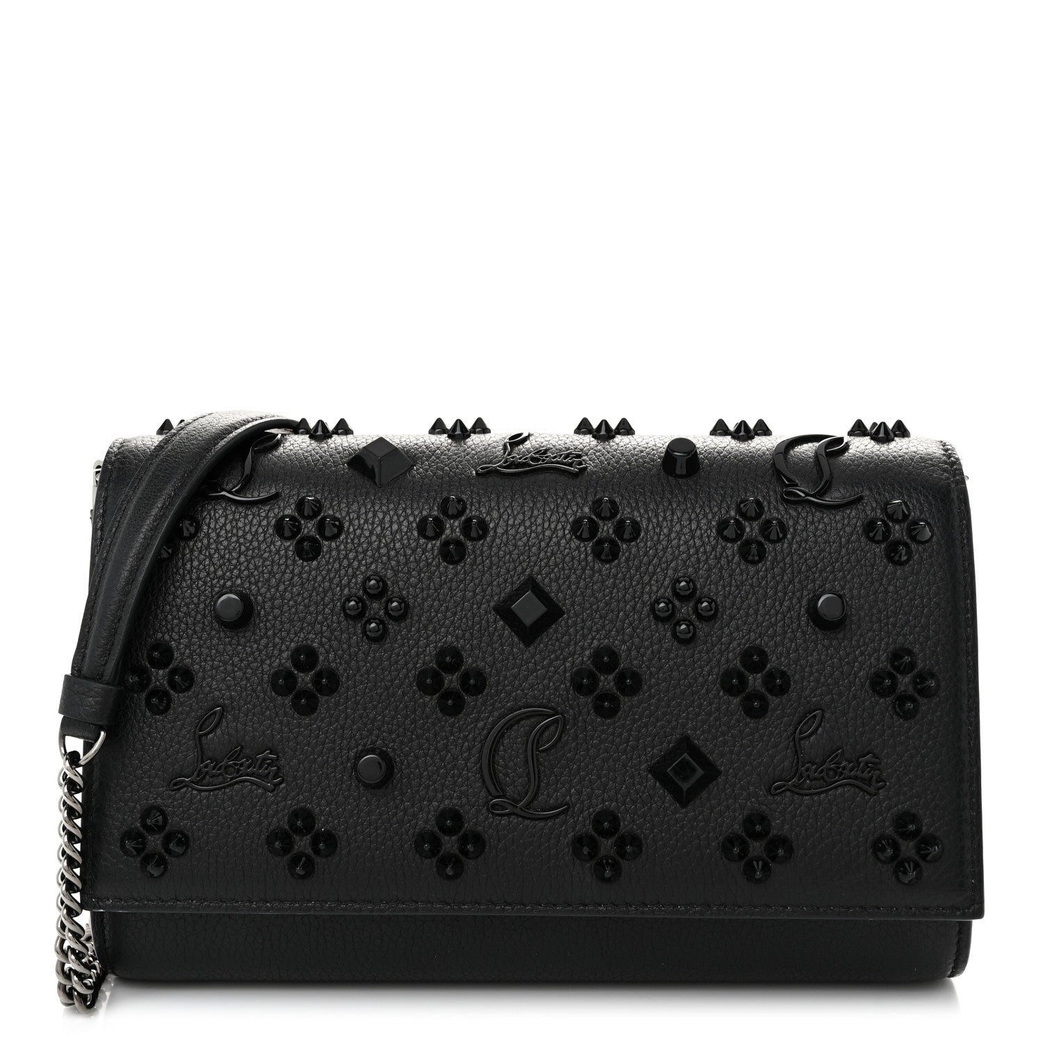 Christian Louboutin Calfskin Spikes Loubinthesky Paloma Clutch Black 1 of 11