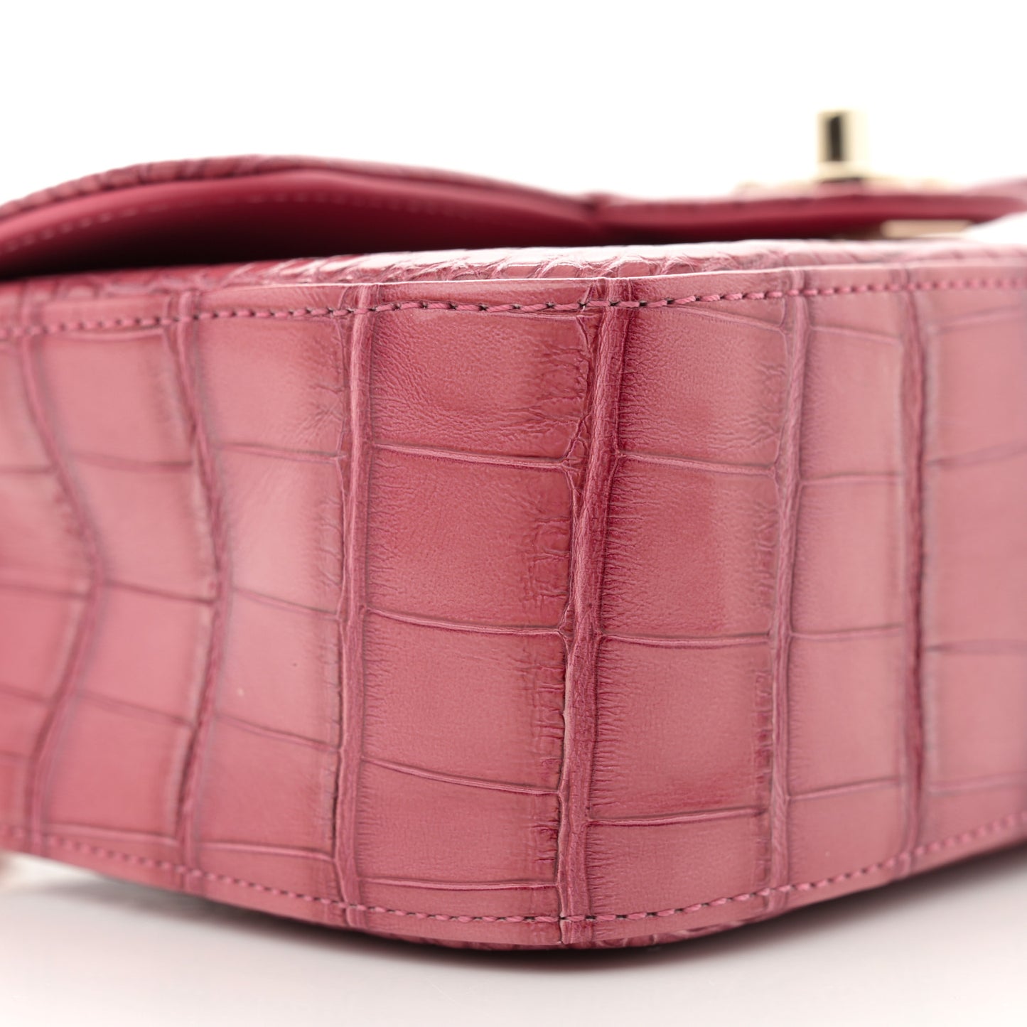Shiny Alligator Mini Rectangular Flap Pink