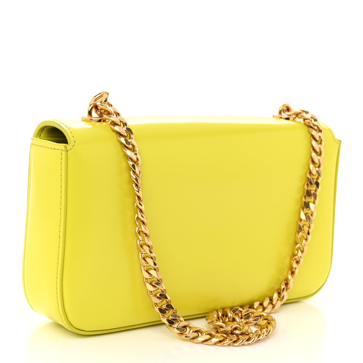 Shiny Calfskin Cuir Triomphe Chain Shoulder Bag Anis