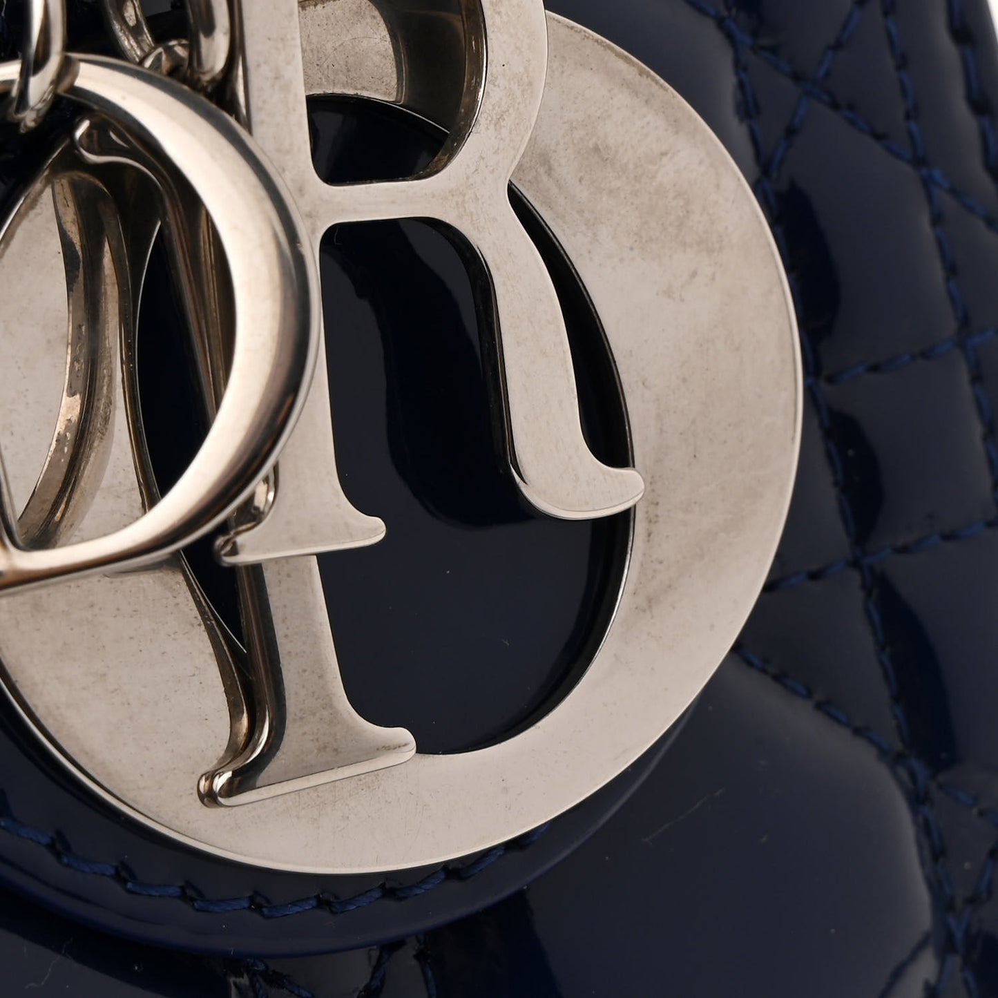 Patent Cannage Medium Lady Dior Blue
