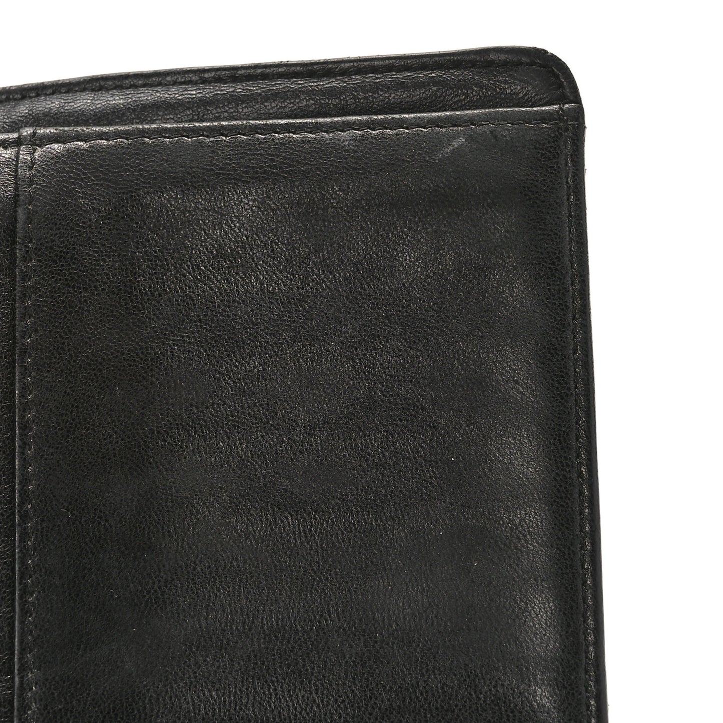 Patent Calfskin Quilted Yen Wallet Black