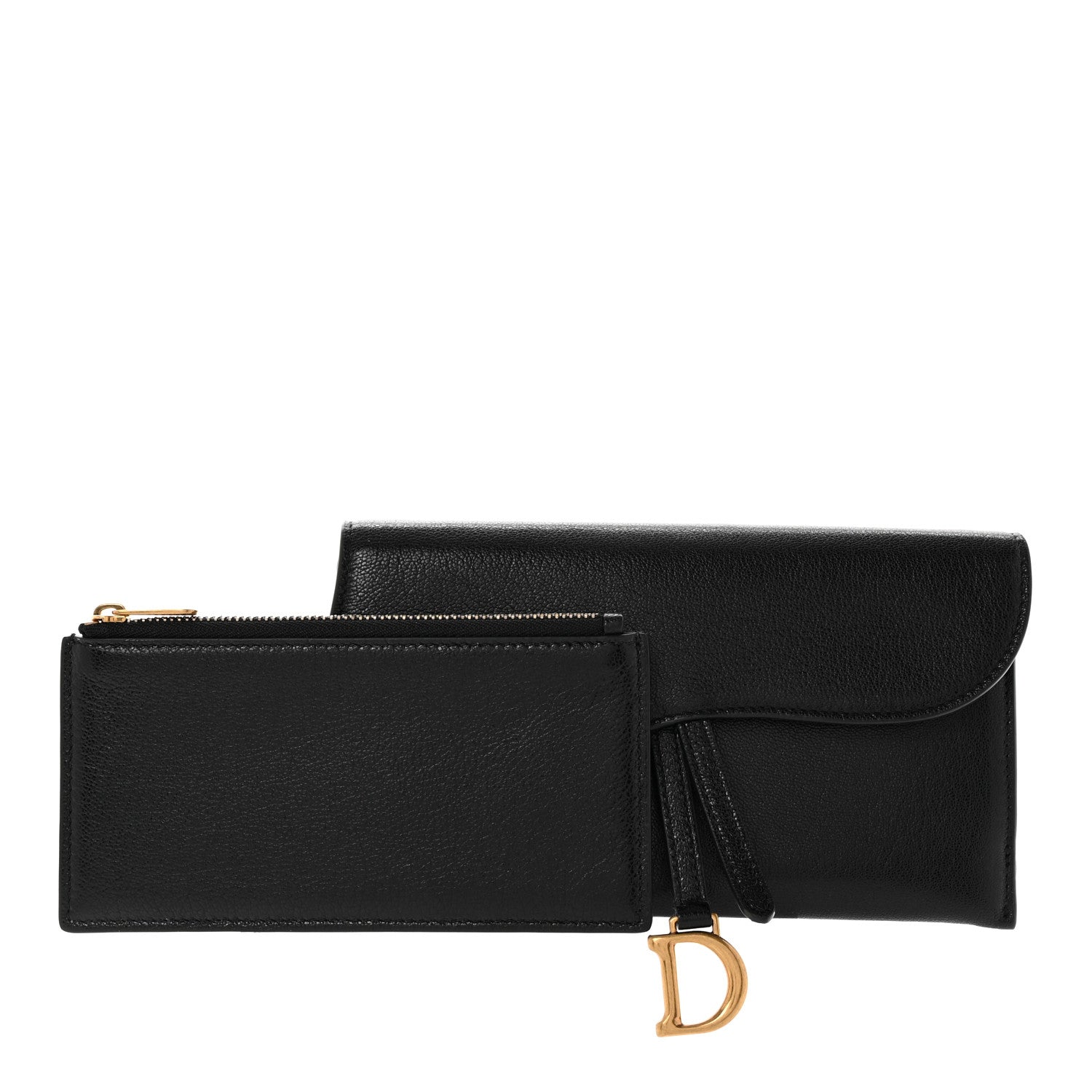 Christian Dior Goatskin Saddle Long Wallet With Chain Black 1 of 7