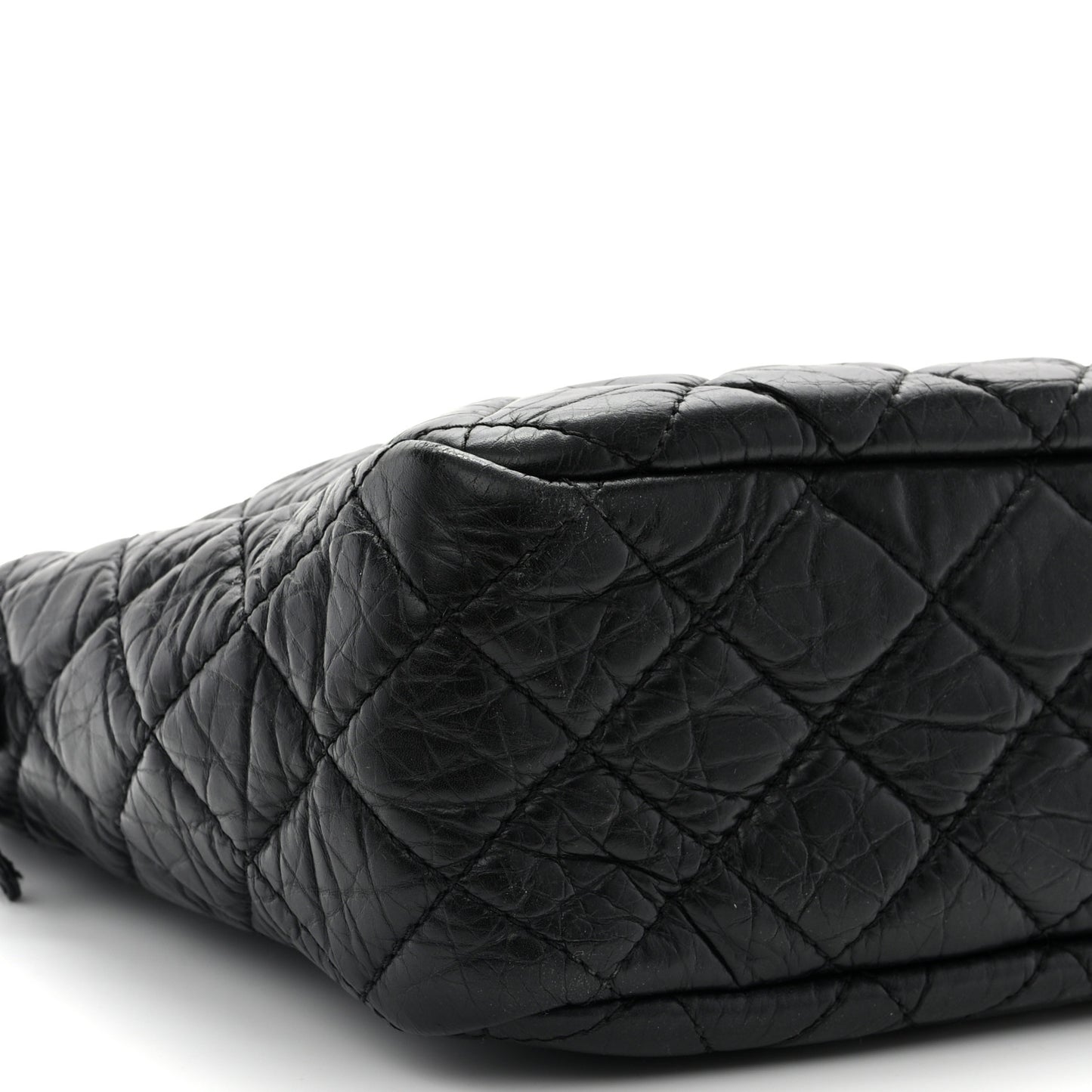 Aged Calfskin Quilted Large Reissue Camera Case Black