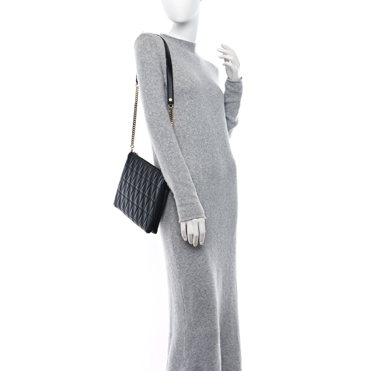 Nappa Quilted Virtus Chain Shoulder Bag Black