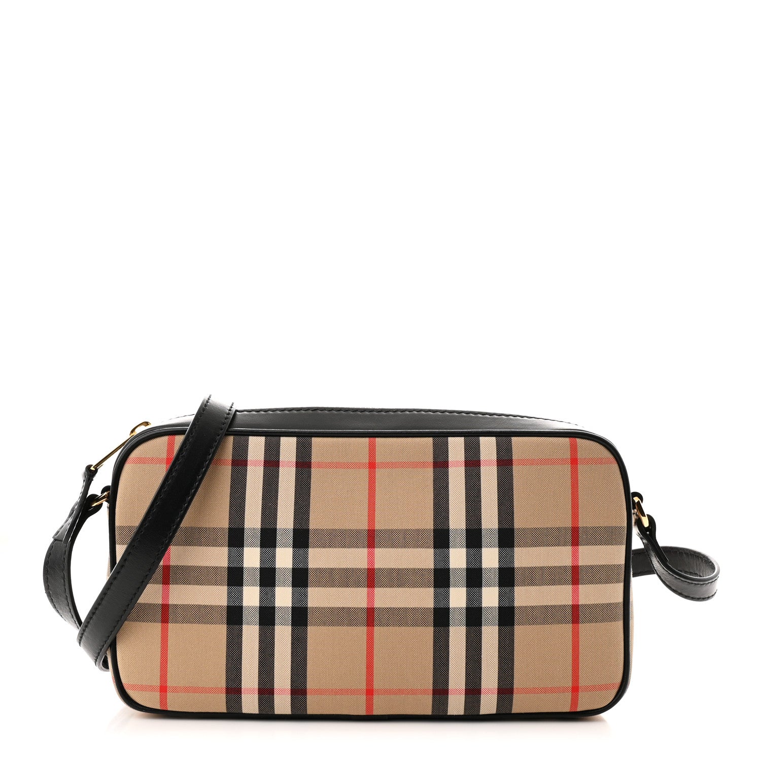 Burberry Calfskin Vintage Check Small Camera Bag Archive Beige