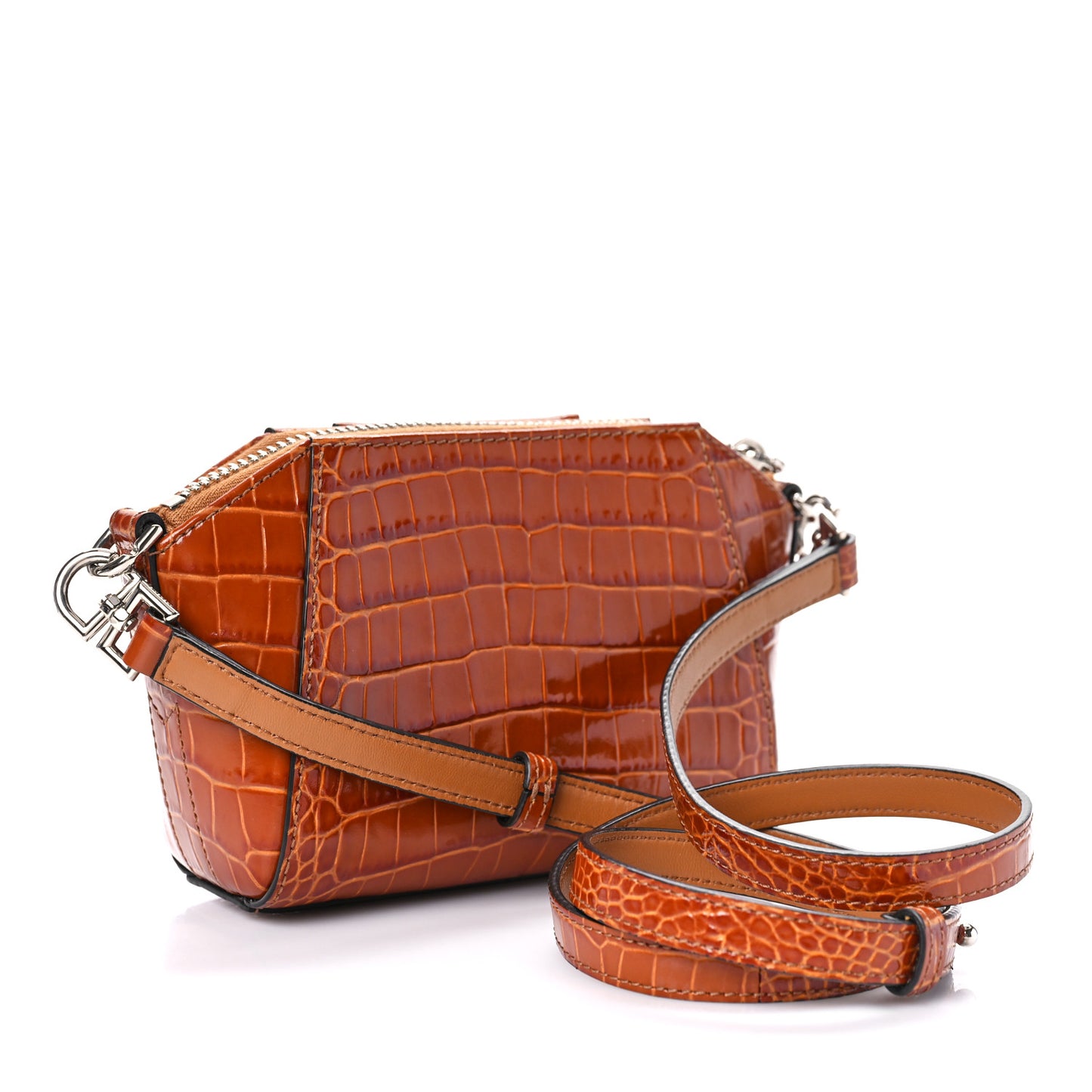 Calfskin Crocodile Embossed Nano Antigona Tan