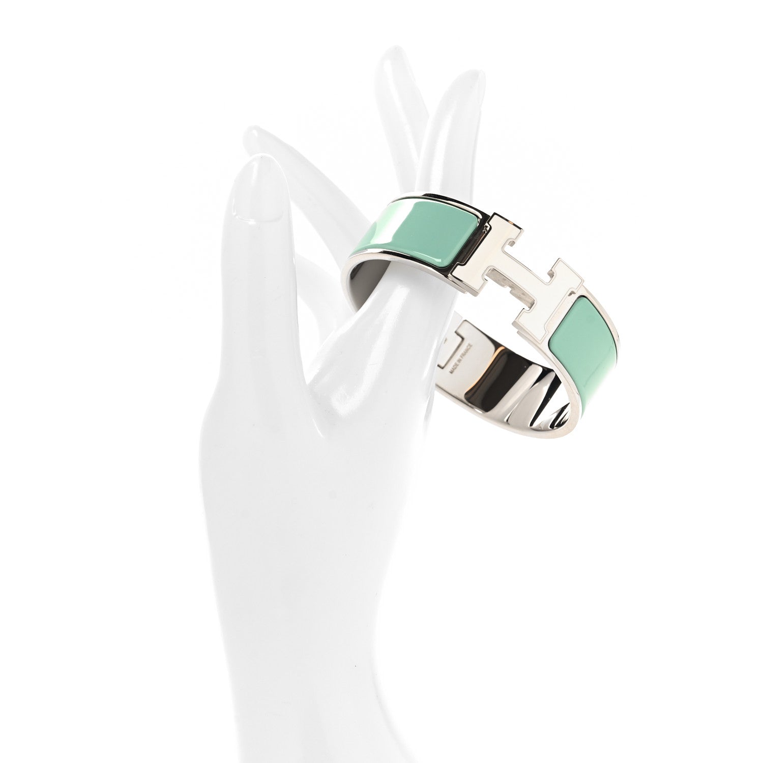 Hermes Enamel Wide Clic Clac H Bracelet GM Lagon White 2 of 5