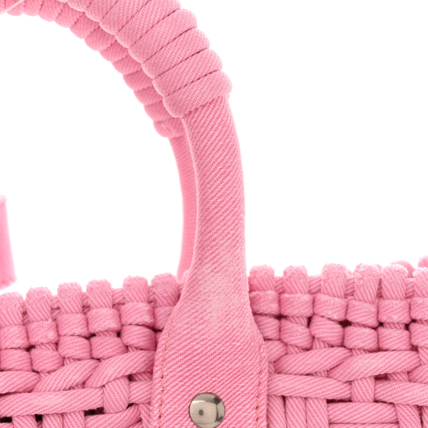 Balenciaga Washed Frayed Denim Braided XS Bistro Basket Pink 12 of 16