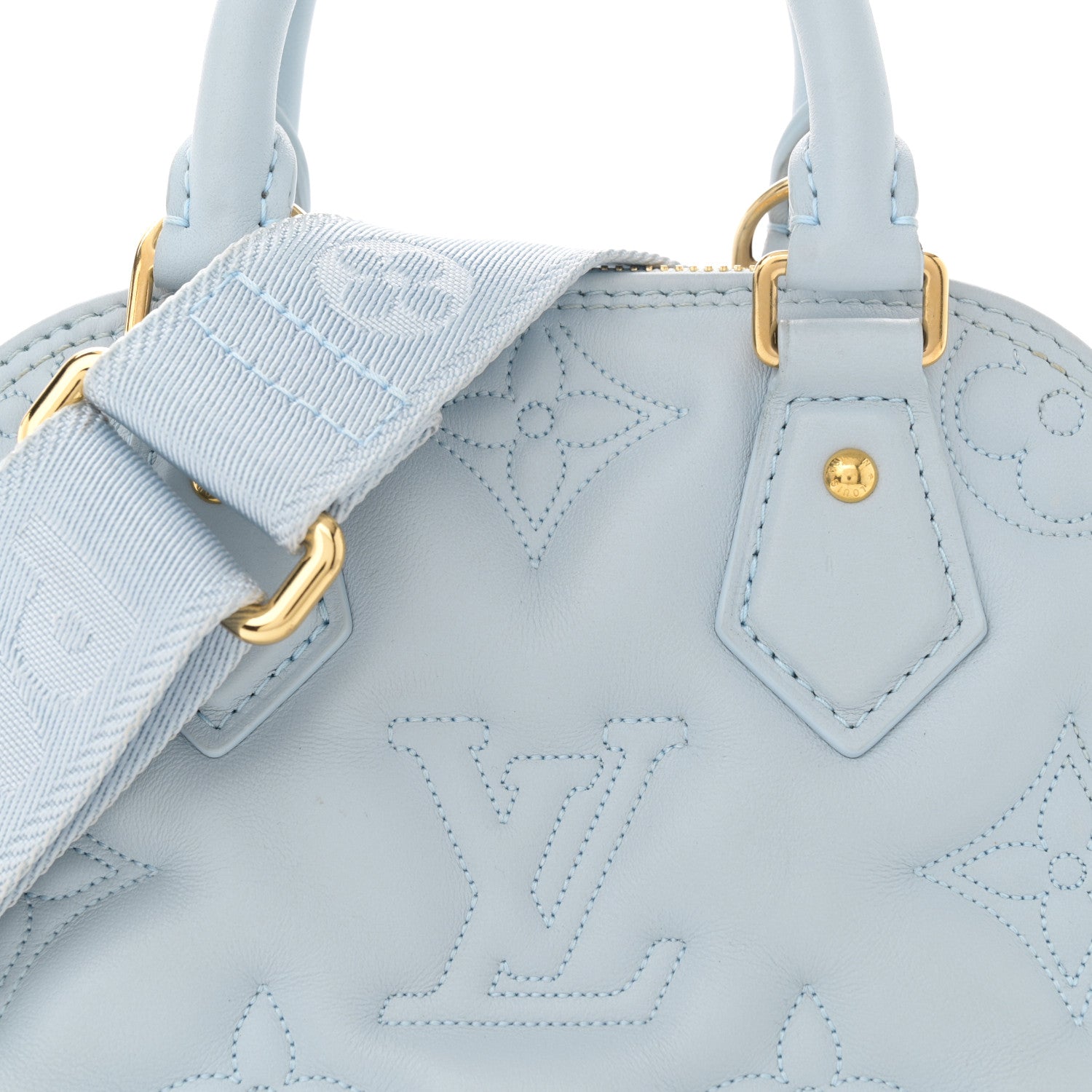 Louis Vuitton Calfskin Bubblegram Alma BB Ice Blue 6 of 11
