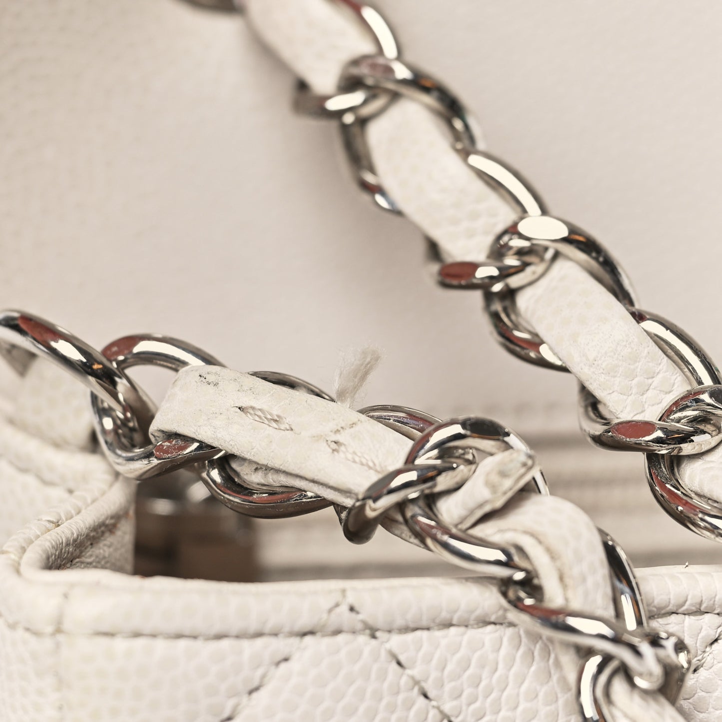 Caviar Quilted Mini Rectangular Flap Ivory